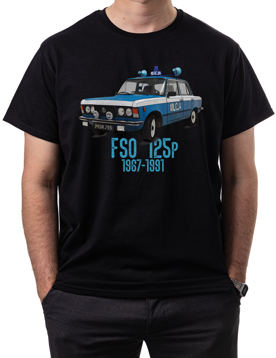 FSO 125p MO — koszulka (Kolor koszulki: czarny; Rozmiar: 3 - 4 lata; Rodzaj nadruku: FSO 125p MO — Milicja)