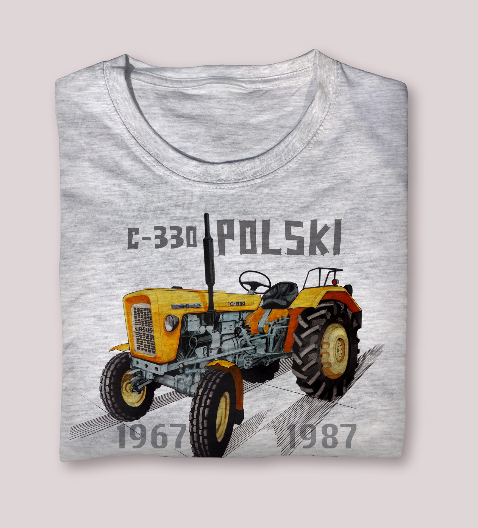 Ursus C-330 — koszulka (Kolor koszulki: jasnoszary melanż; Rozmiar: 12 - 14 lat; Rodzaj nadruku: Ursus C-330)