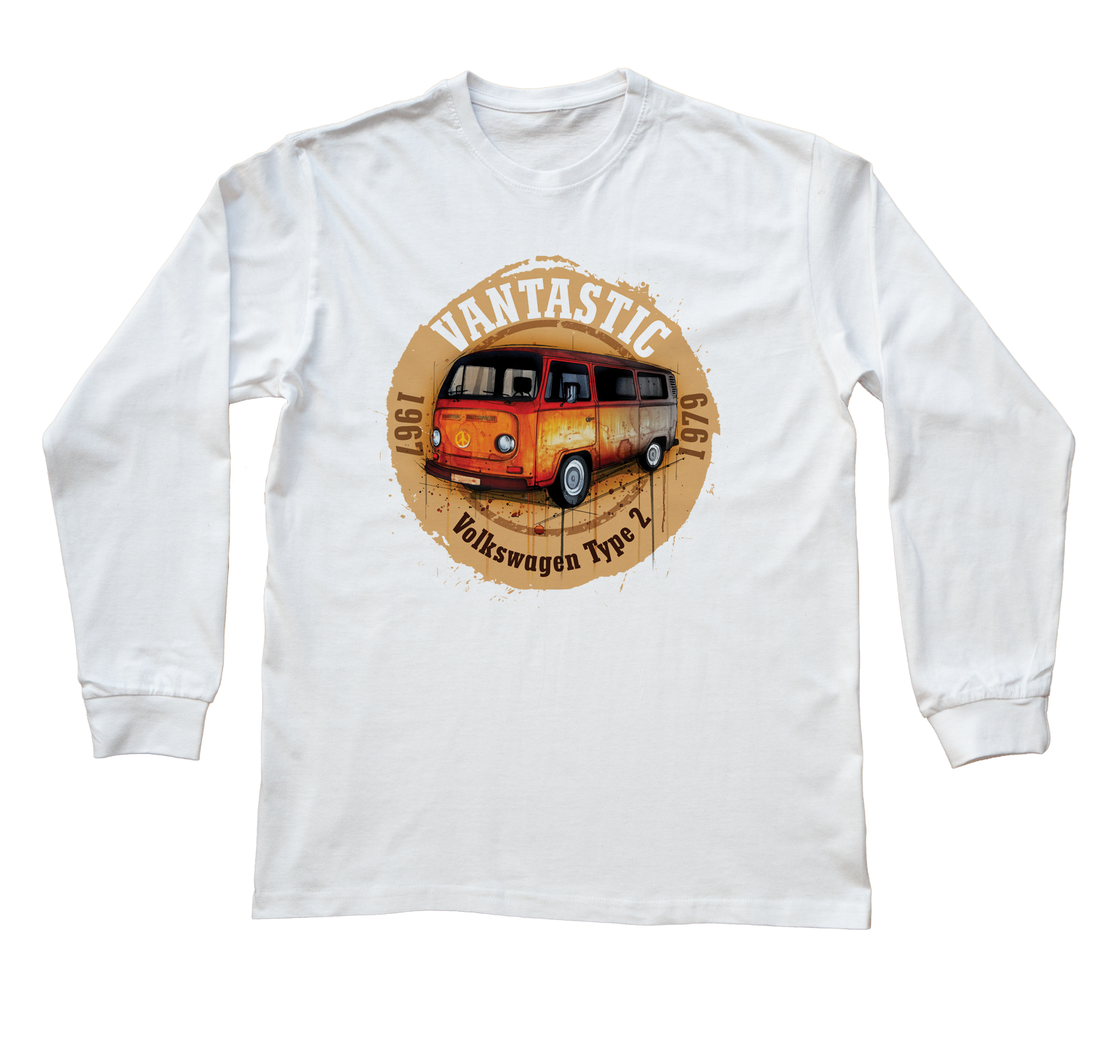 VW T2 — bluzka z długim rękawem (Rozmiar: XS (dorosła); Kolor koszulki: biały; Rodzaj nadruku: VW T2)