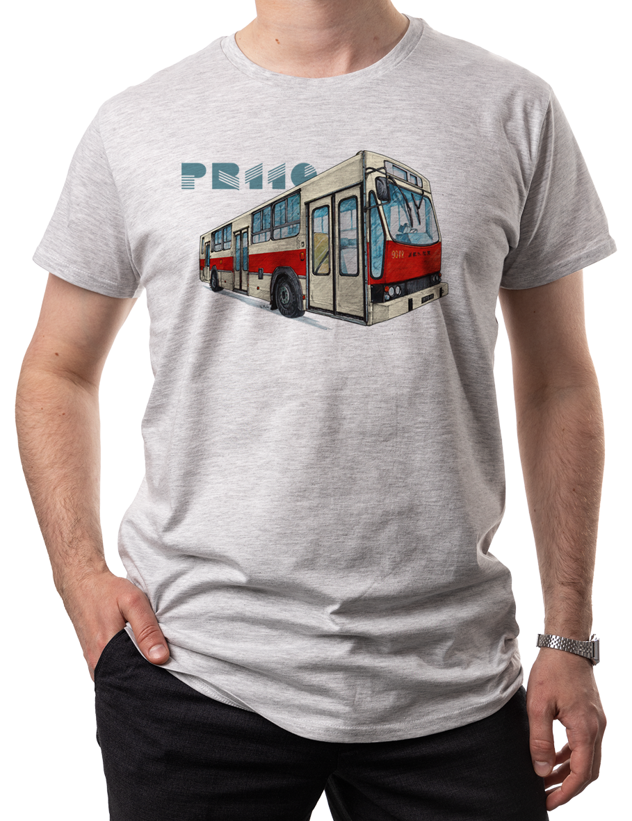 Jelcz PR110 — koszulka (Kolor koszulki: jasnoszary melanż; Rozmiar: XXL (męska); Rodzaj nadruku: Jelcz PR110)