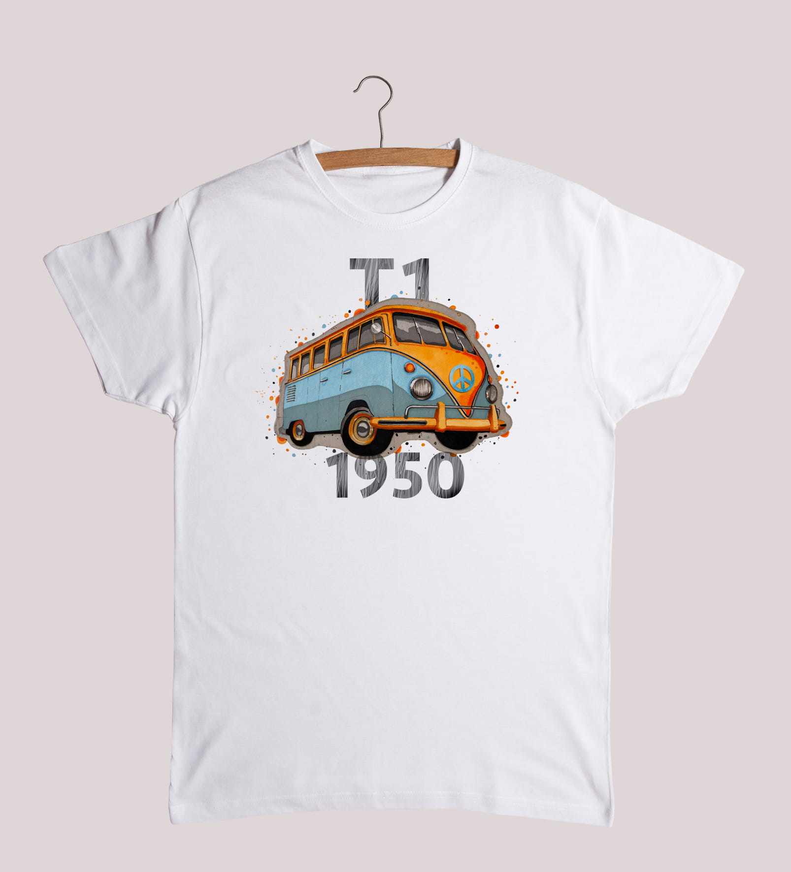 VW T1 — koszulka (Kolor koszulki: jasnoszary melanż; Rozmiar: XL (damska); Rodzaj nadruku: VW T1)