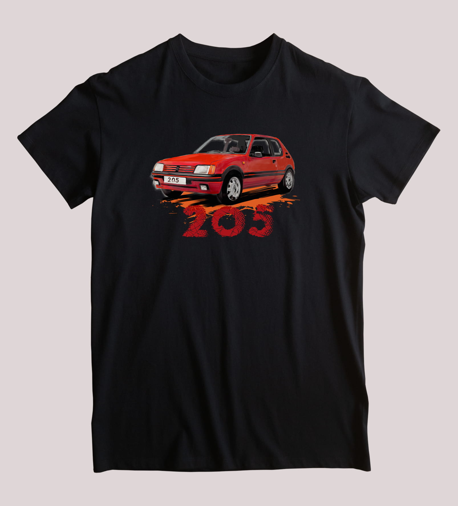 Peugeot 205 — koszulka (Kolor koszulki: czarny; Rozmiar: XXL (męska); Rodzaj nadruku: Peugeot 205)