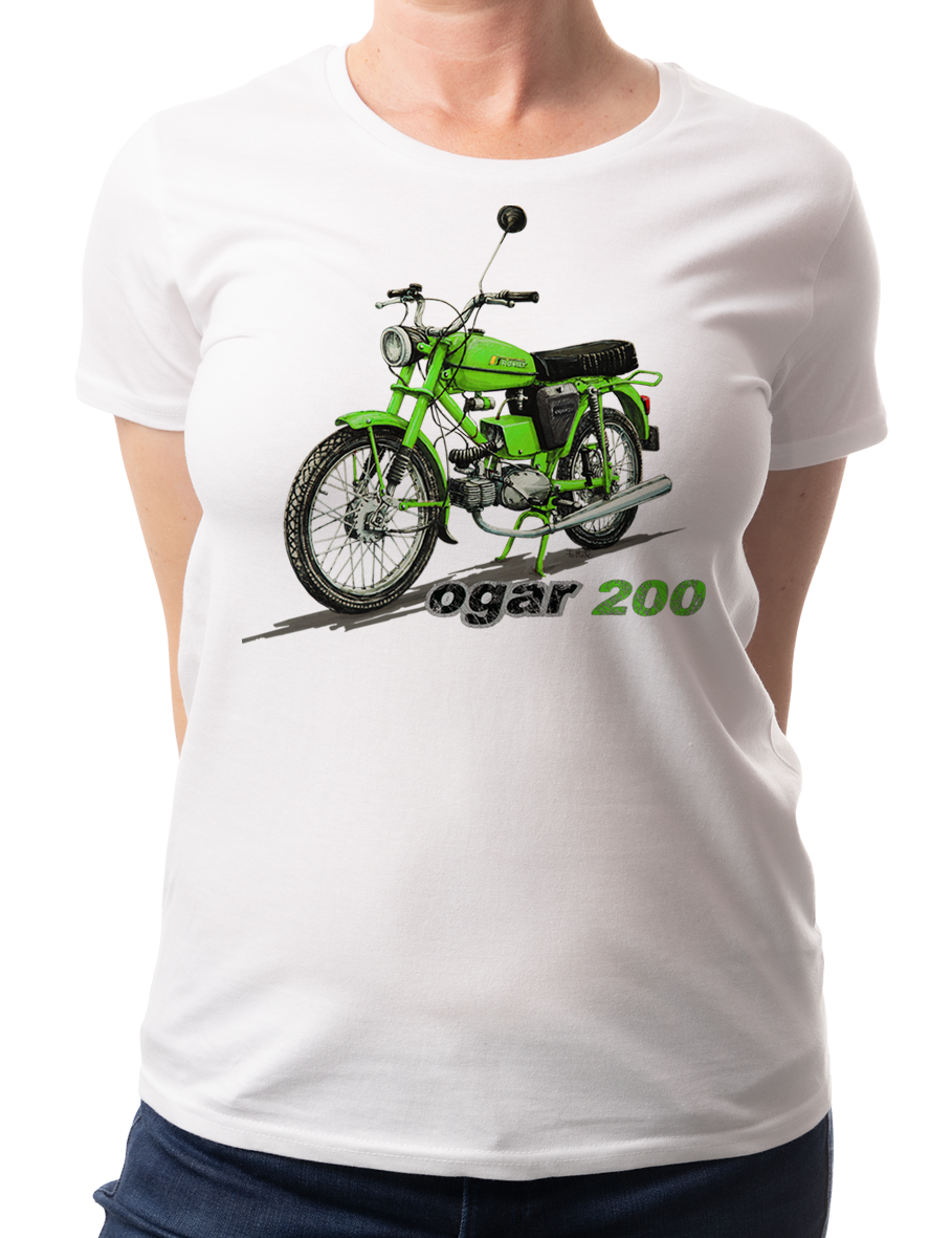 Ogar — koszulka (Kolor koszulki: biały; Rozmiar: M (damska); Rodzaj nadruku: Romet Ogar 200)