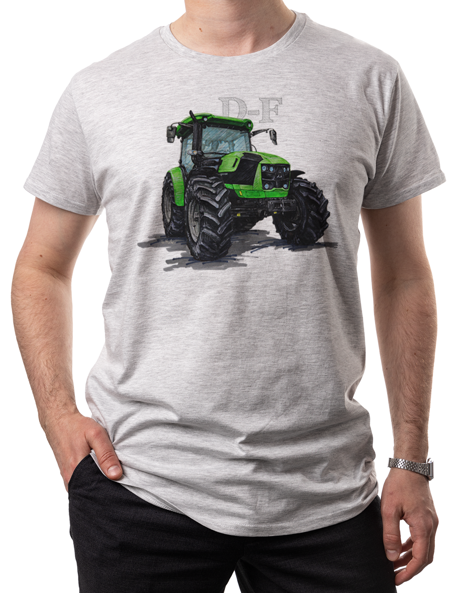Deutz-Fahr — koszulka (Kolor koszulki: jasnoszary melanż; Rozmiar: 4XL (męska); Rodzaj nadruku: Deutz-Fahr)