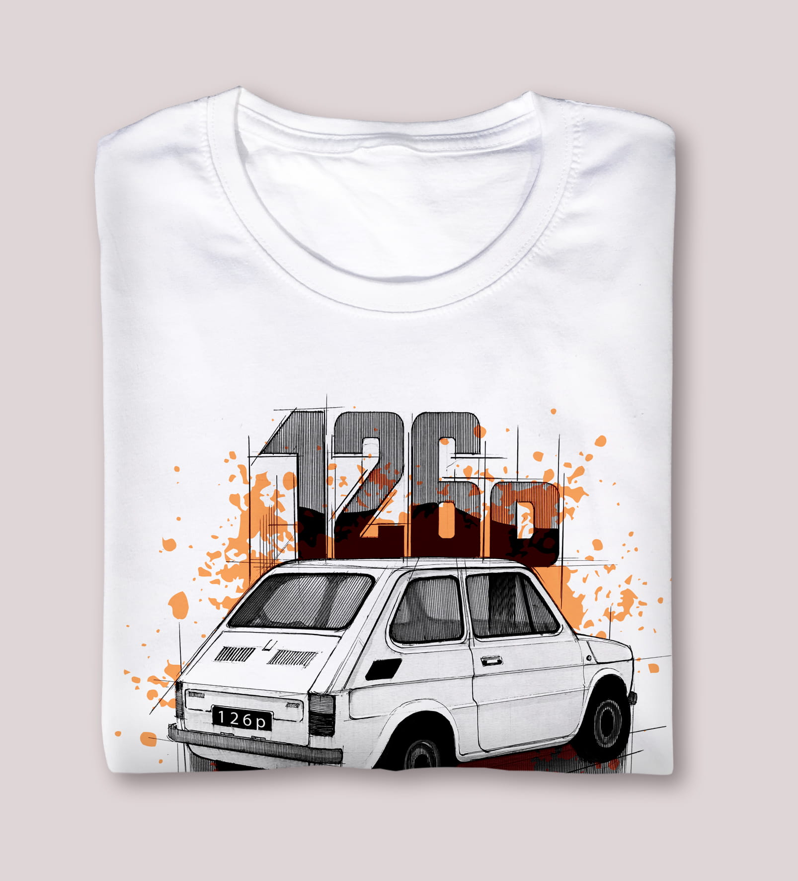 Mały Fiat — koszulka (Kolor koszulki: biały; Rozmiar: 7 - 8 lat; Rodzaj nadruku: Mały Fiat)