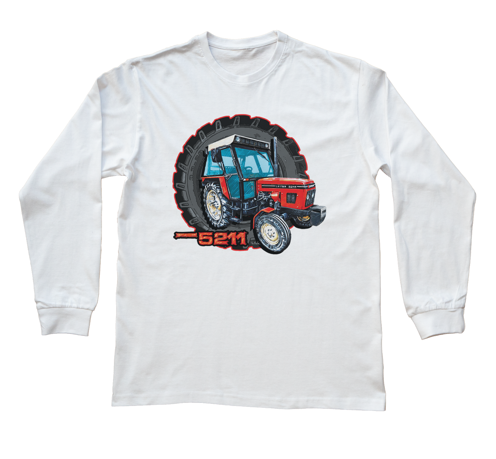 Zetor 5211 — bluzka z długim rękawem (Rozmiar: XXL (dorosła); Kolor koszulki: biały; Rodzaj nadruku: Zetor 5211)