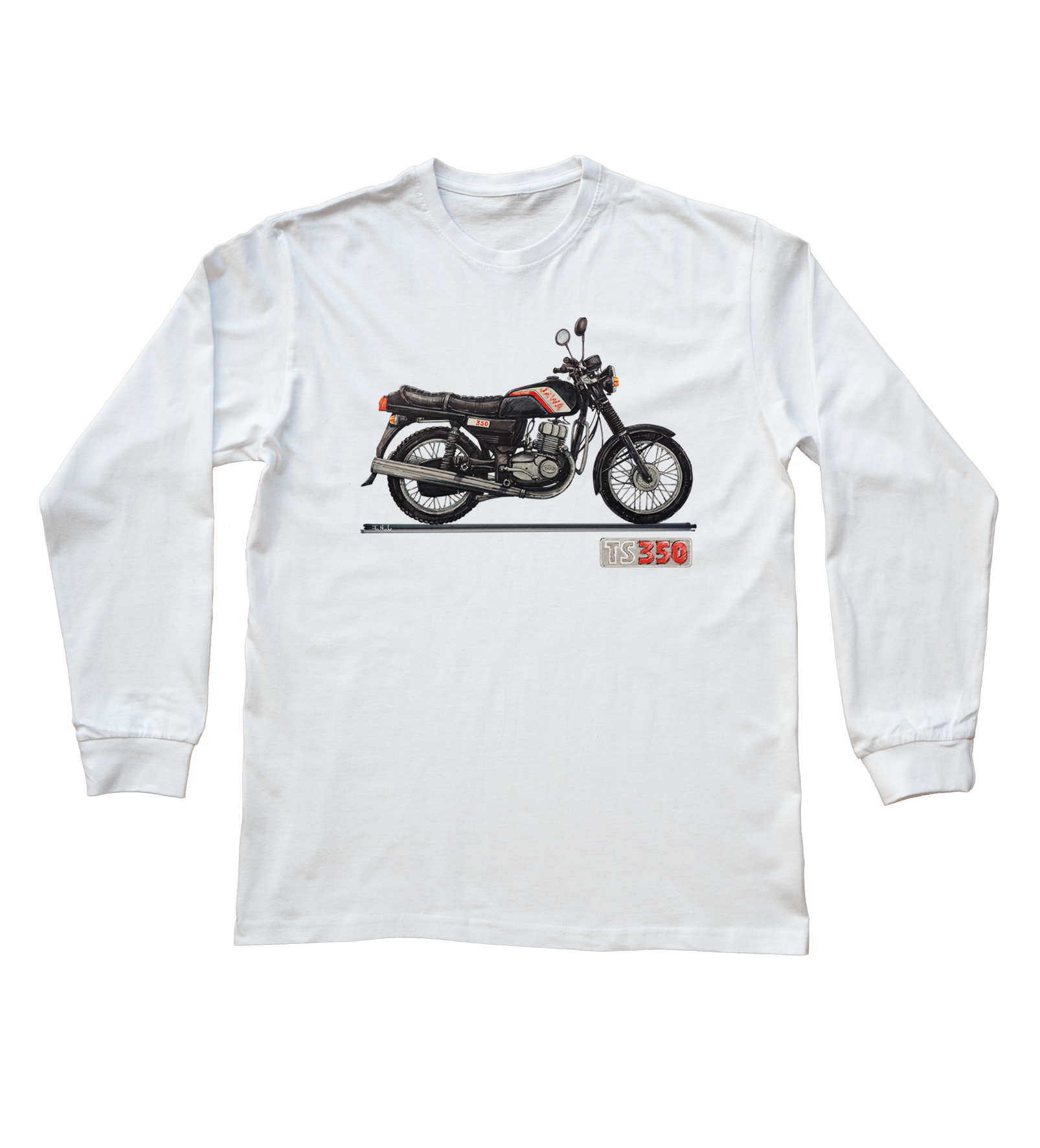 Jawa — bluzka z długim rękawem (Rozmiar: 3 - 4 lata; Kolor koszulki: biały; Rodzaj nadruku: Jawa)