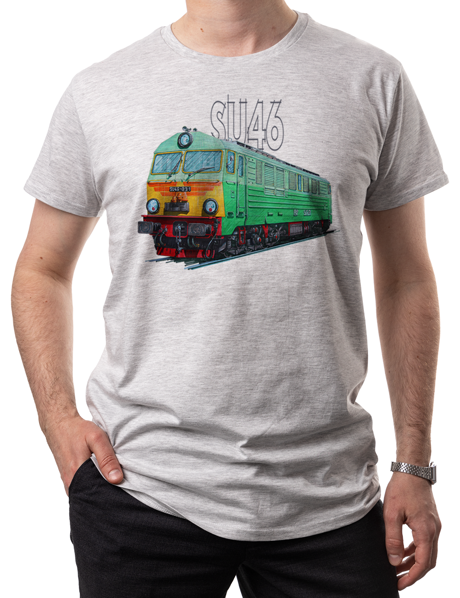 SU46 — koszulka (Kolor koszulki: jasnoszary melanż; Rozmiar: 4XL (męska); Rodzaj nadruku: SU46)