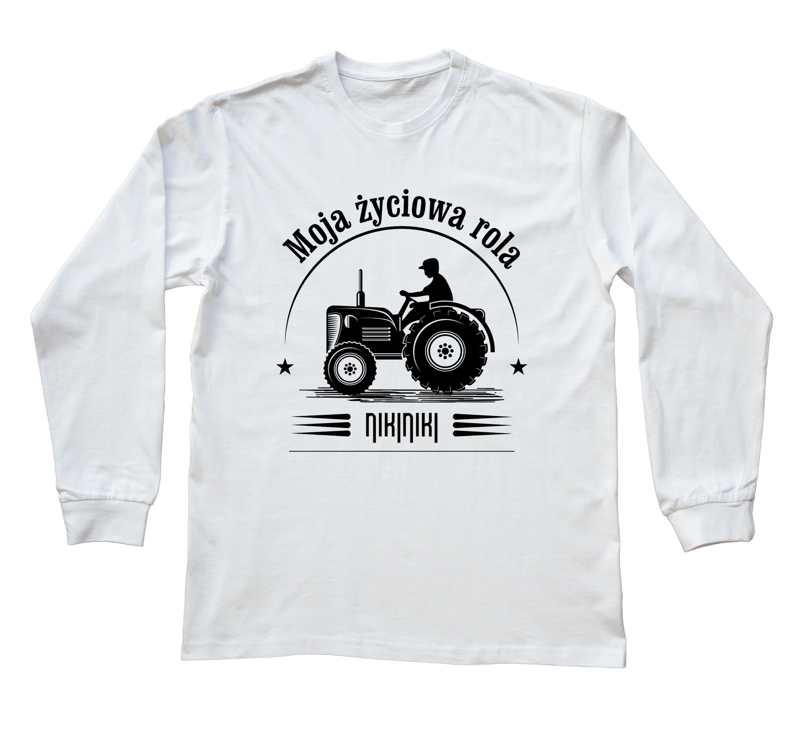 Traktor — bluzka z długim rękawem (Rozmiar: 3XL (dorosła); Kolor koszulki: biały; Rodzaj nadruku: Traktor)