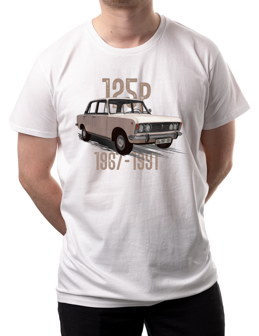 Duży Fiat — koszulka (Kolor koszulki: biały; Rozmiar: 4XL (męska); Rodzaj nadruku: Duży Fiat)