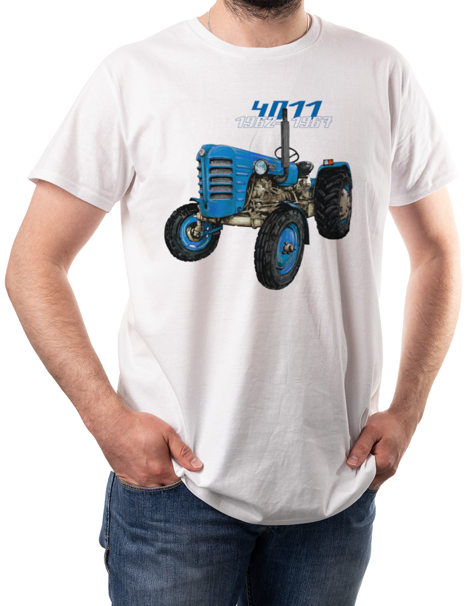 Zetor 4011 — koszulka (Kolor koszulki: biały; Rozmiar: XS (męska); Rodzaj nadruku: Zetor 4011)