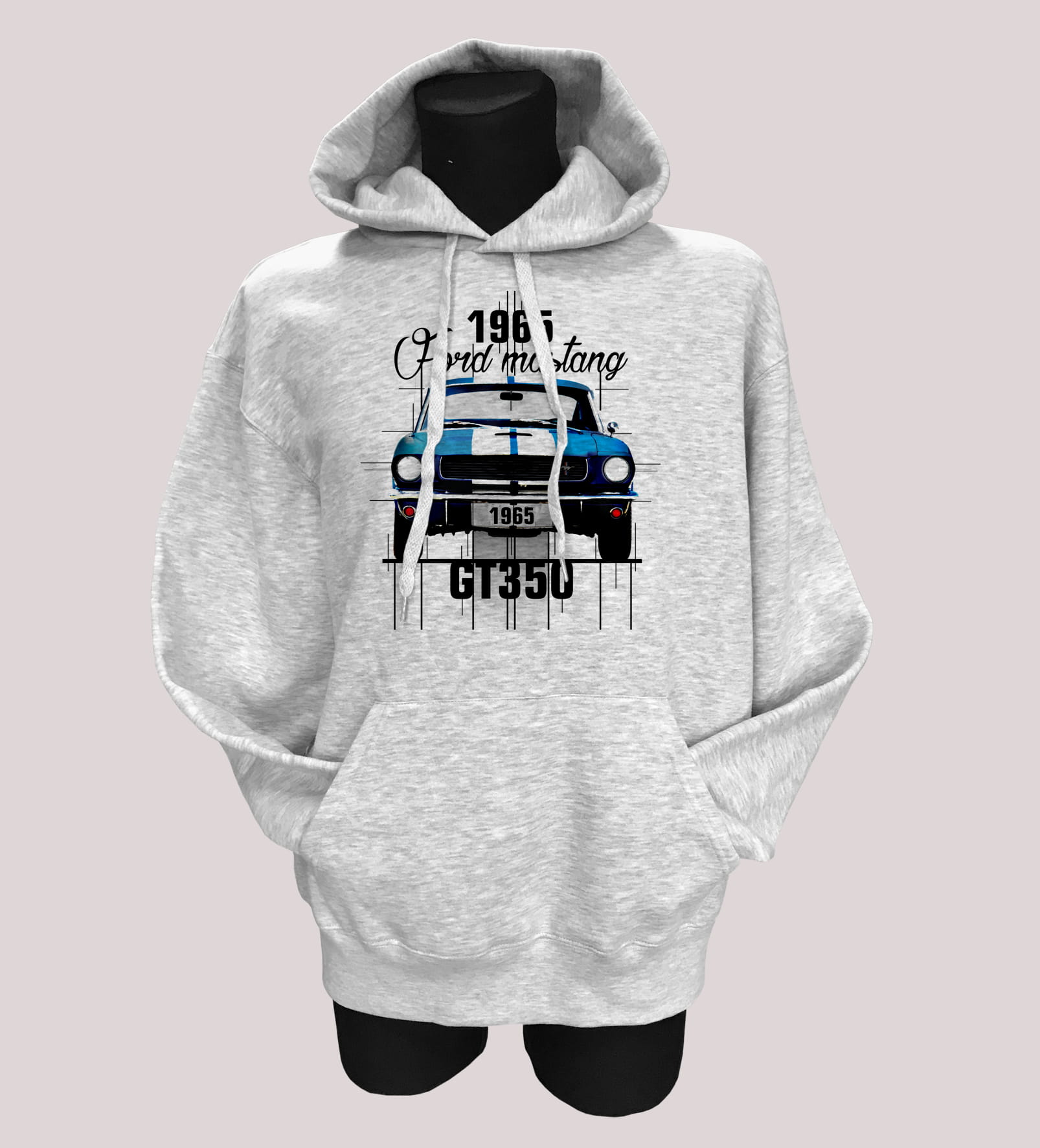 Ford Mustang — bluza (Rozmiar: M; Kolor bluzy: szary; Rodzaj nadruku: Mustang)