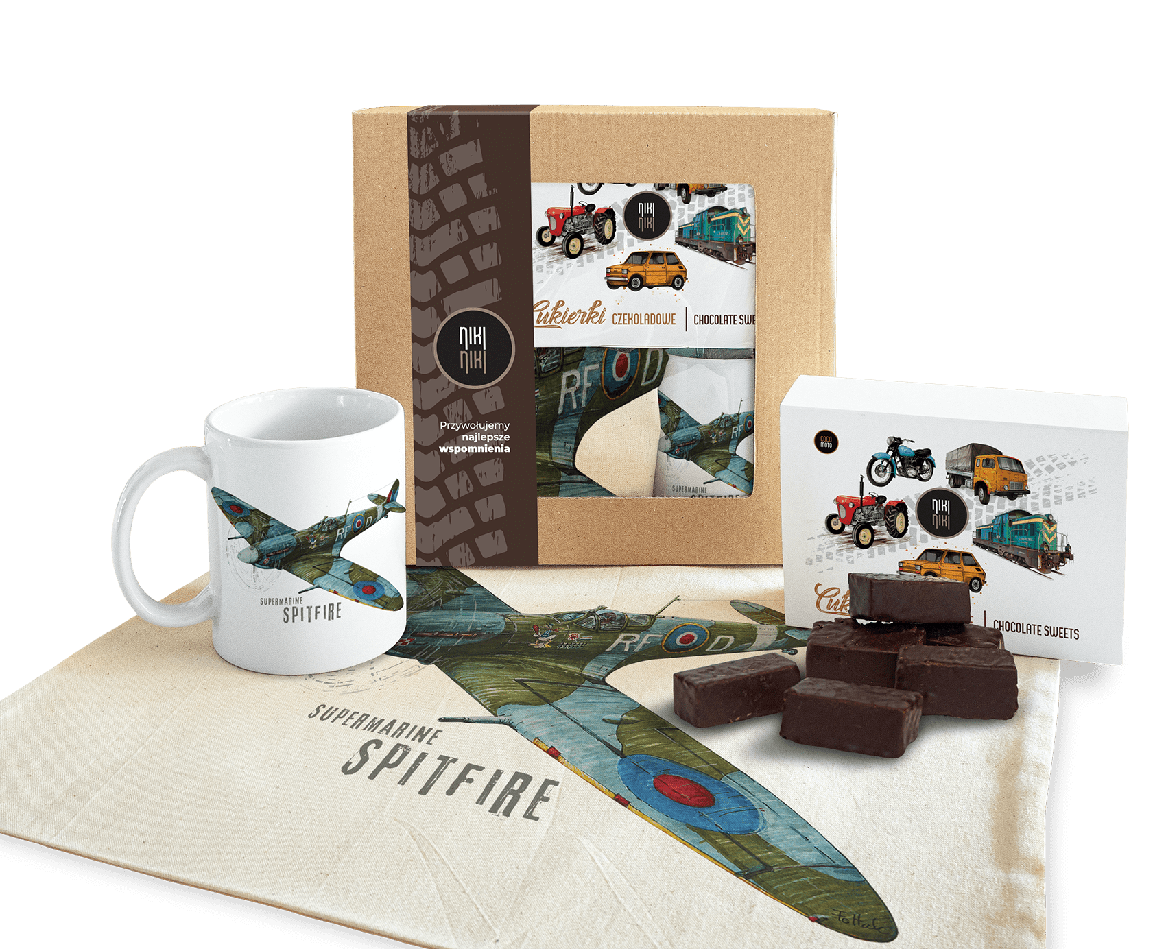 Supermarine Spitfire — paczka (Zawartość paczki: bluza, torba, kubek, słodycze; Rozmiar koszulki / bluzy: 5 - 6 lat; Kolor koszulki / bluzy: szary; Ro