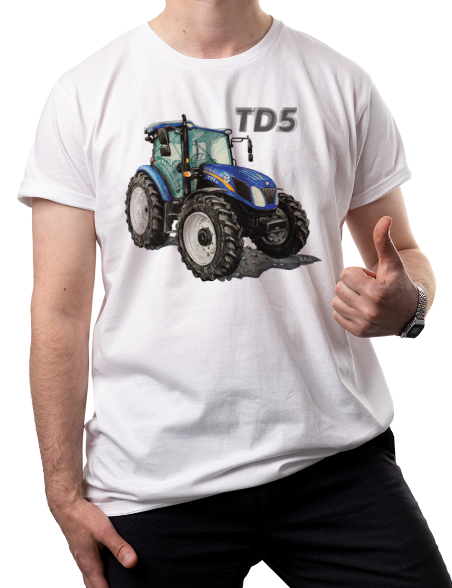 New Holland — koszulka (Kolor koszulki: biały; Rozmiar: L (męska); Rodzaj nadruku: New Holland)