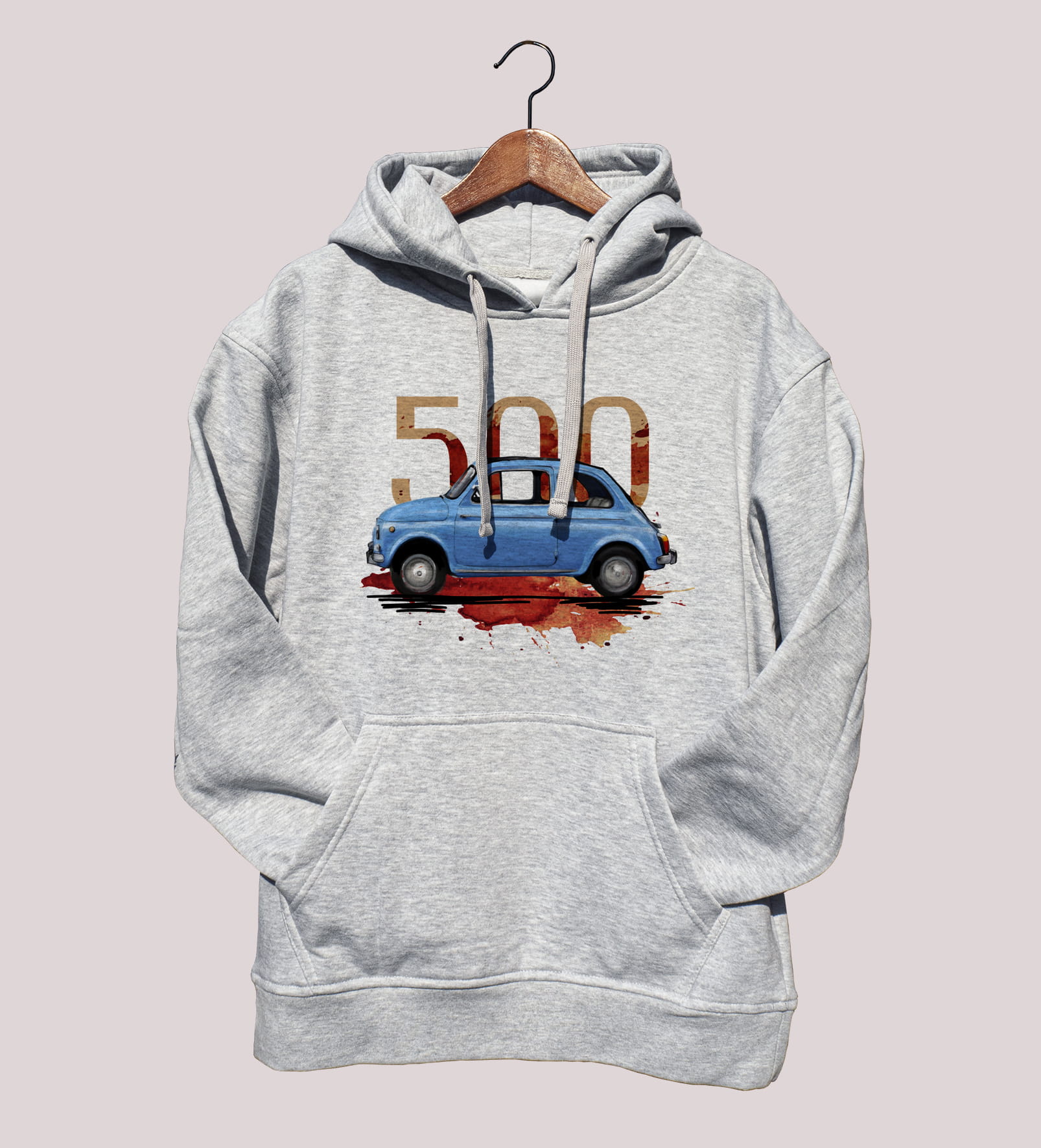 Fiat 500 — bluza (Rozmiar: XXL; Kolor bluzy: szary; Rodzaj nadruku: Fiat 500)