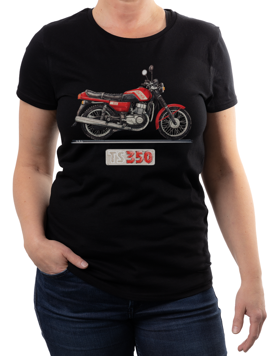 Jawa — koszulka (Kolor koszulki: czarny; Rozmiar: XXL (damska); Rodzaj nadruku: Jawa)