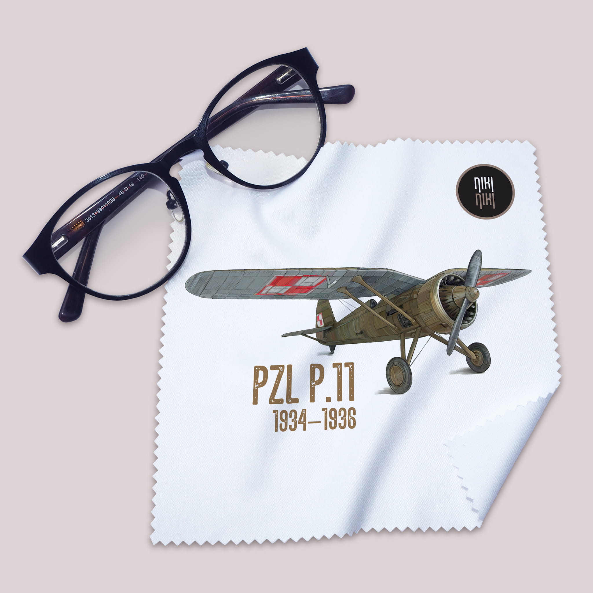 PZL P.11 — ściereczka (Kolor nadruku: zielony; Rodzaj nadruku: PZL P.11)