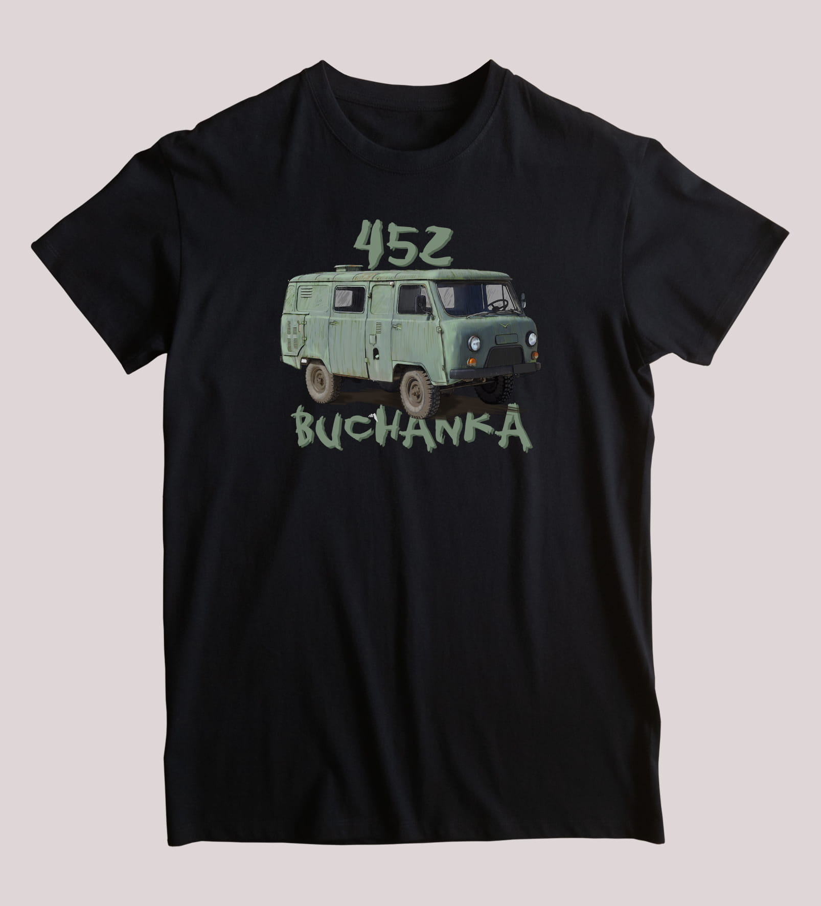 UAZ Buchanka — koszulka (Kolor koszulki: czarny; Rozmiar: 4XL (męska); Rodzaj nadruku: UAZ Buchanka)