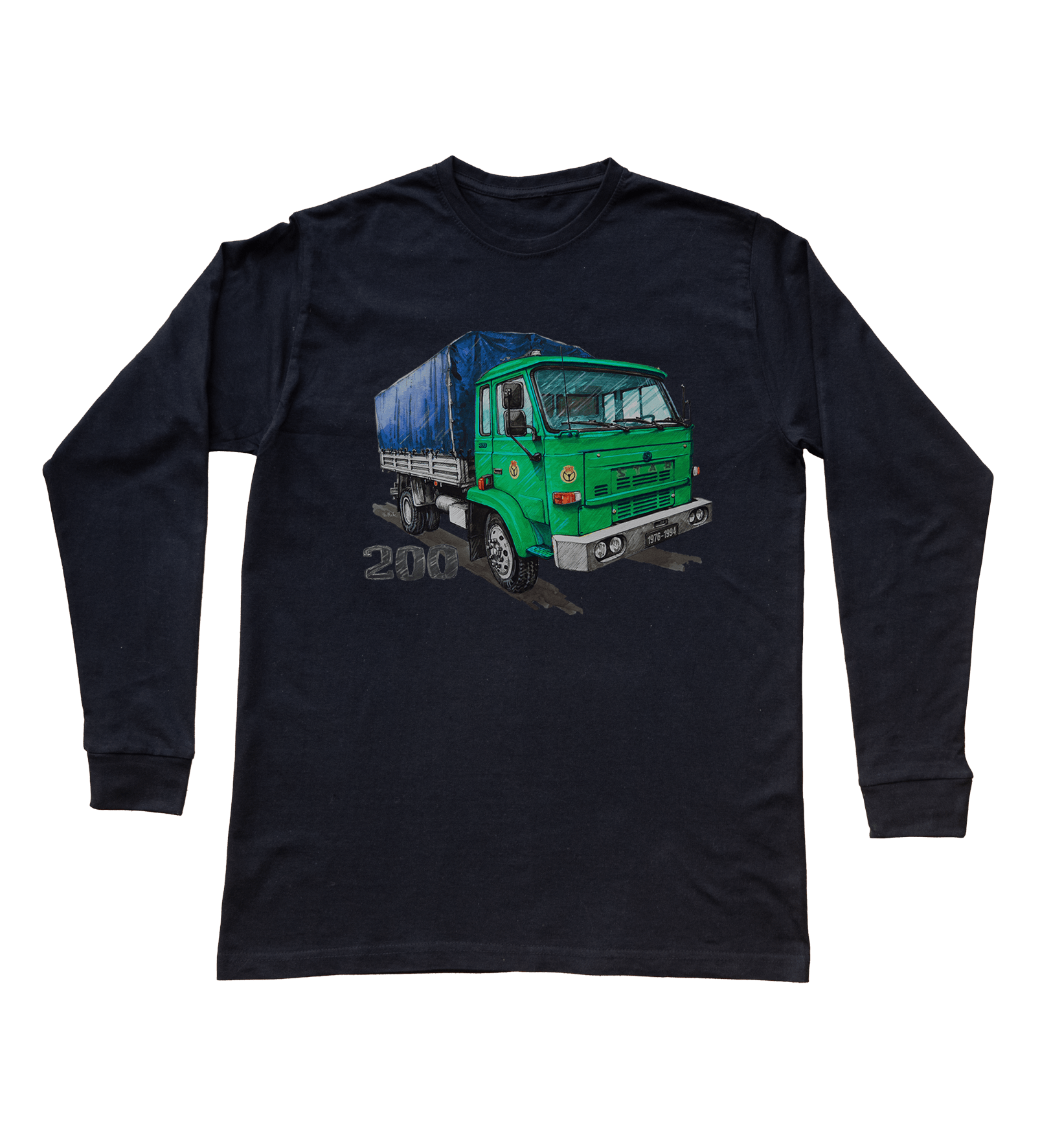 Star 200 — bluzka z długim rękawem (Rozmiar: XS (dorosła); Kolor koszulki: czarny; Rodzaj nadruku: Star 200)