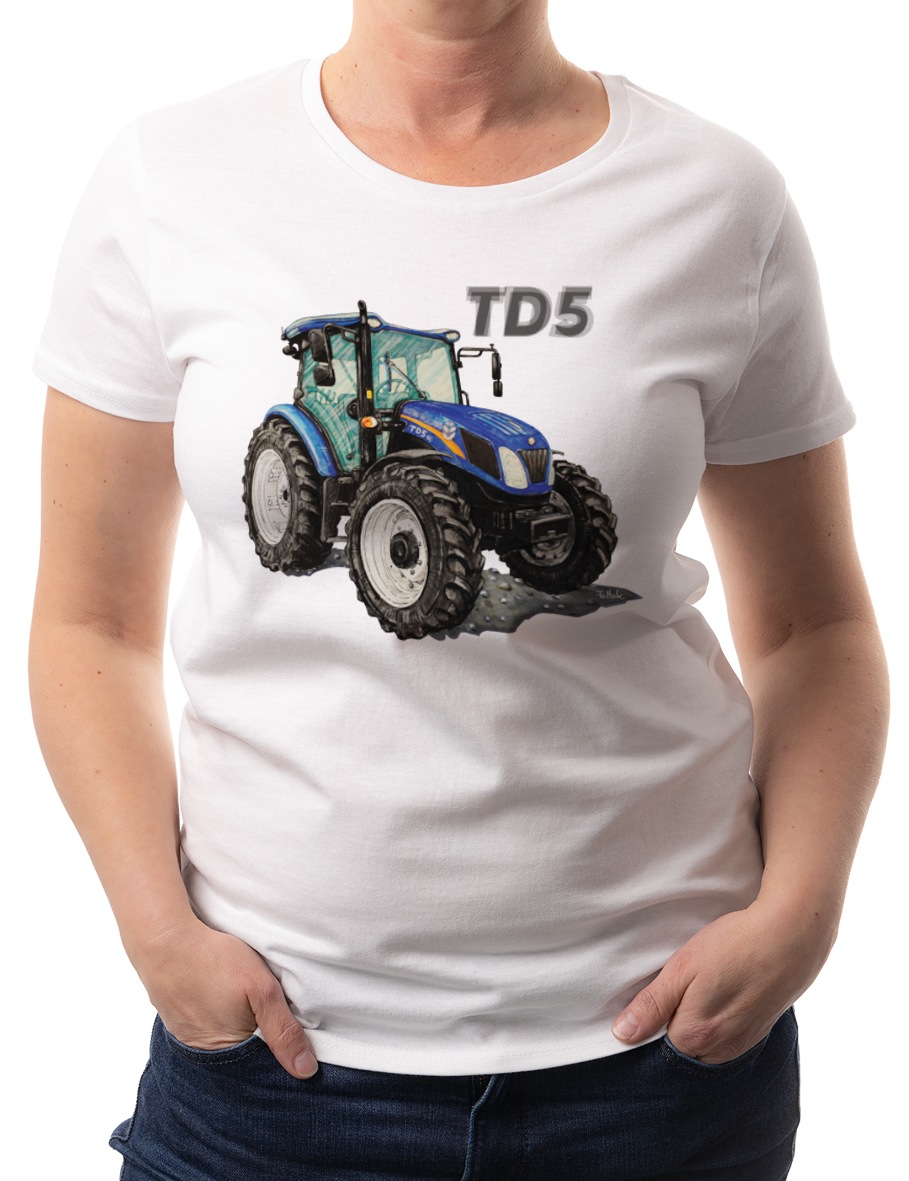 New Holland — koszulka (Kolor koszulki: biały; Rozmiar: XL (damska); Rodzaj nadruku: New Holland)