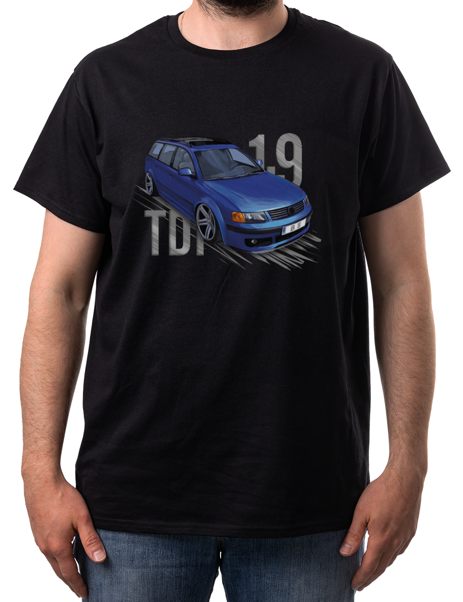 VW Passat B5 — koszulka (Kolor koszulki: czarny; Rozmiar: 4XL (męska); Rodzaj nadruku: Volkswagen Passat B5)