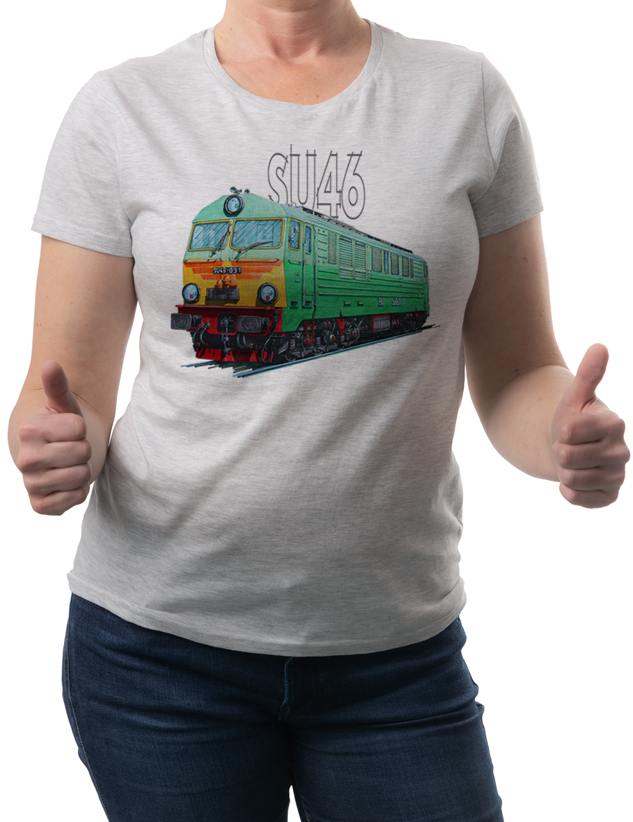 SU46 — koszulka (Kolor koszulki: jasnoszary melanż; Rozmiar: XL (damska); Rodzaj nadruku: SU46)