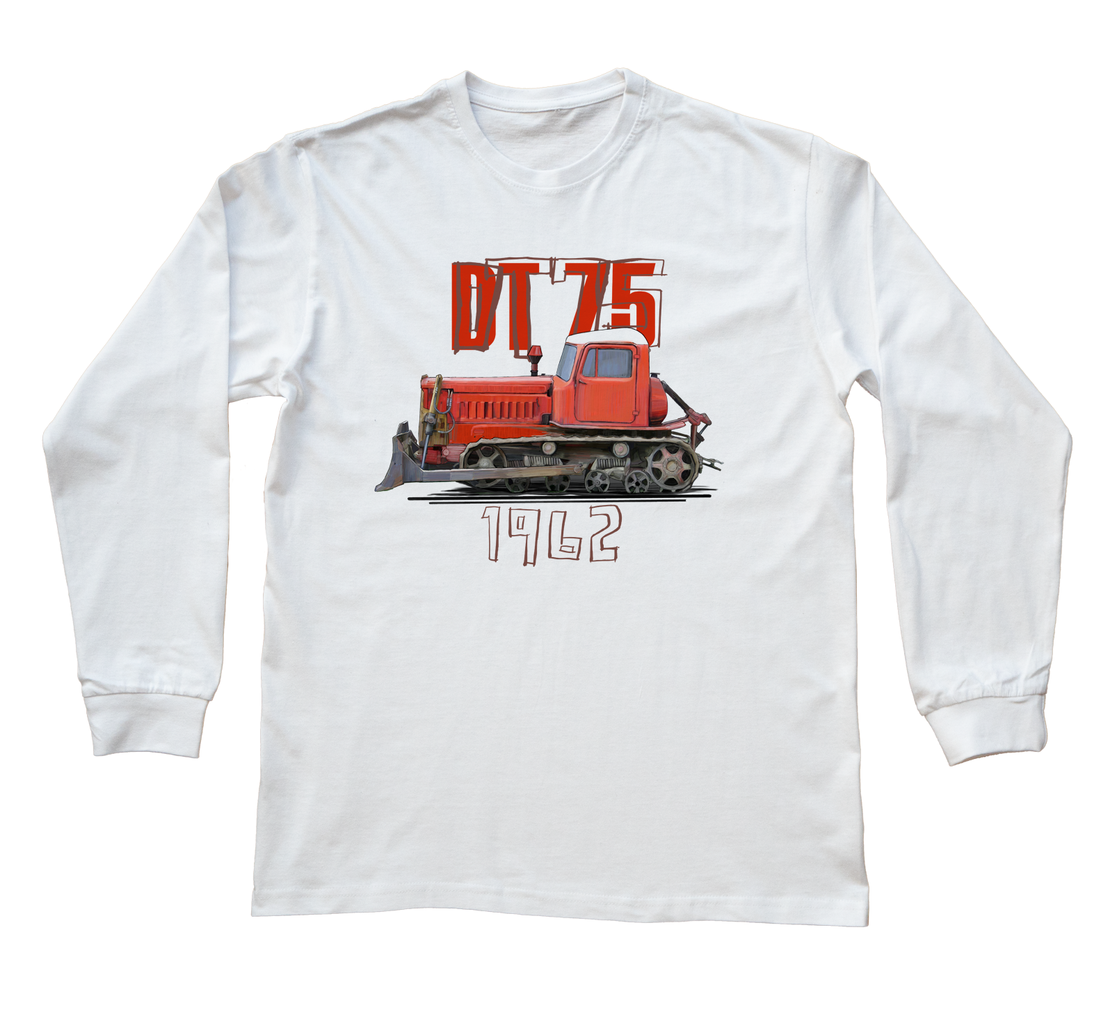 DT-75 — bluzka z długim rękawem (Rozmiar: XL (dorosła); Kolor koszulki: biały; Rodzaj nadruku: DT-75)