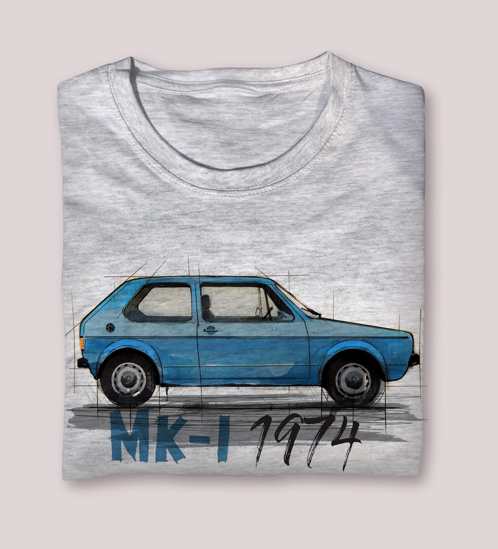 Golf I — koszulka (Kolor koszulki: jasnoszary melanż; Rozmiar: 3XL (męska); Rodzaj nadruku: Golf I)