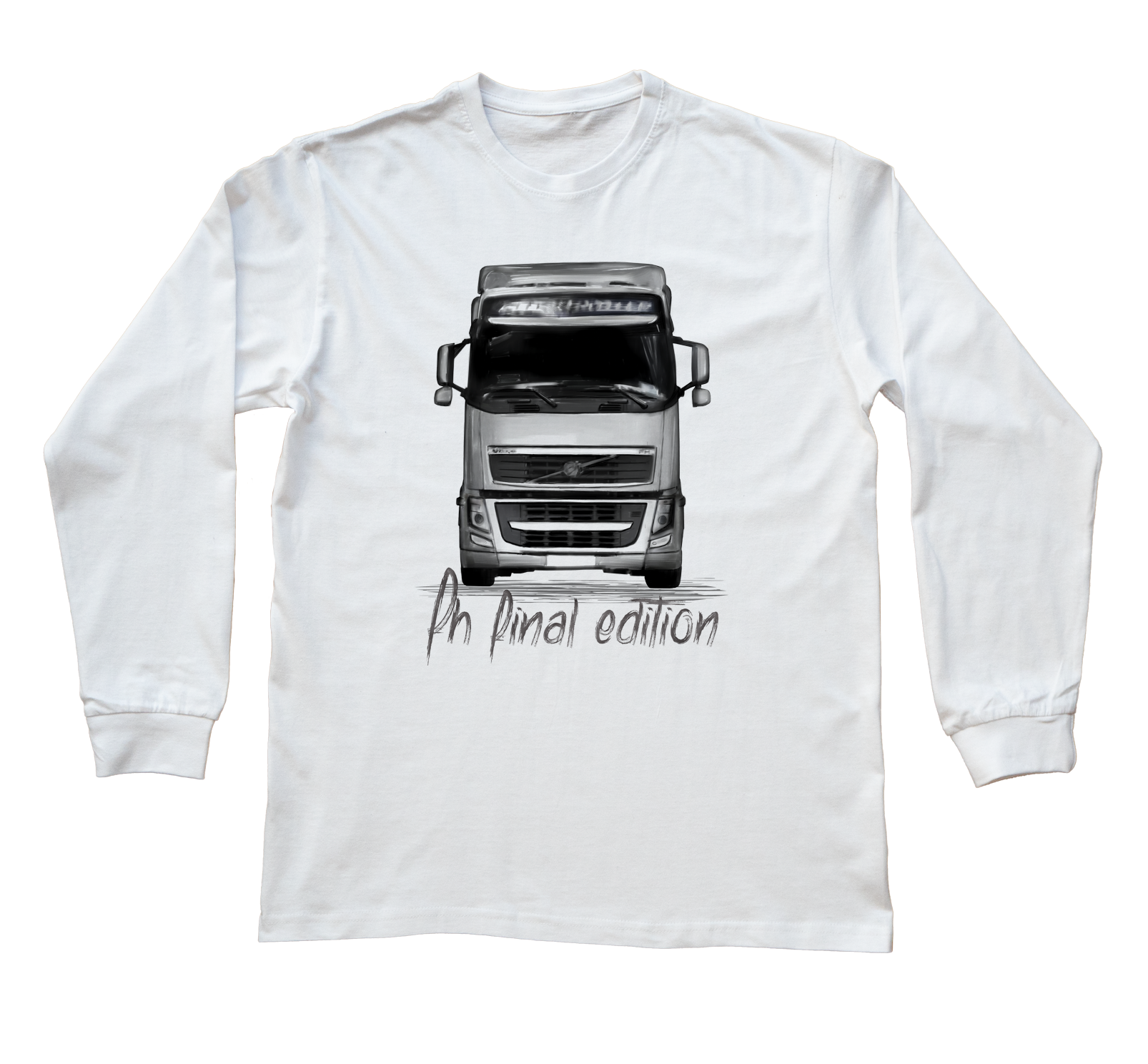 Volvo FH — bluzka z długim rękawem (Rozmiar: XL (dorosła); Kolor koszulki: biały; Rodzaj nadruku: Volvo FH)