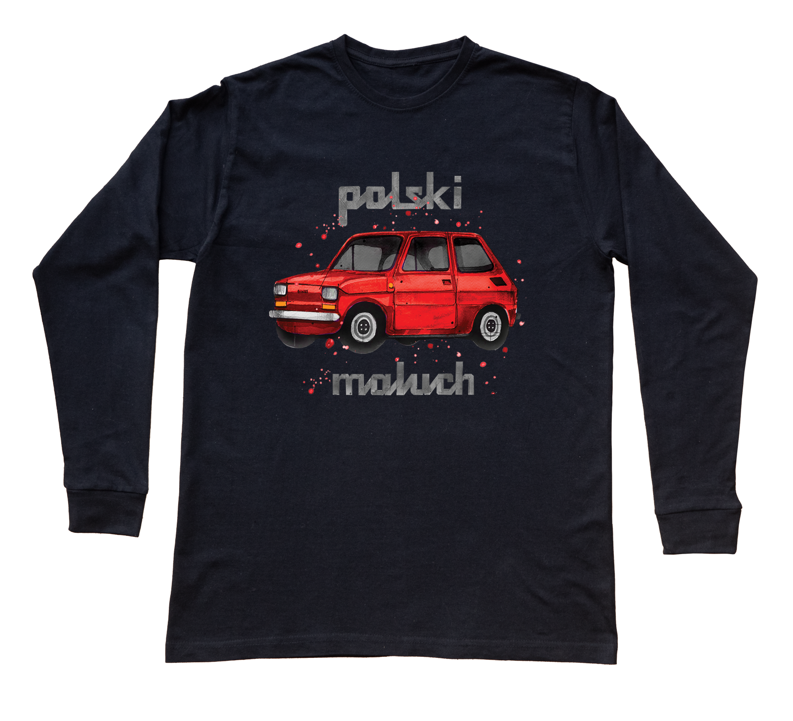 Maluch — bluzka z długim rękawem (Rozmiar: XS (dorosła); Kolor koszulki: czarny; Rodzaj nadruku: Maluch)