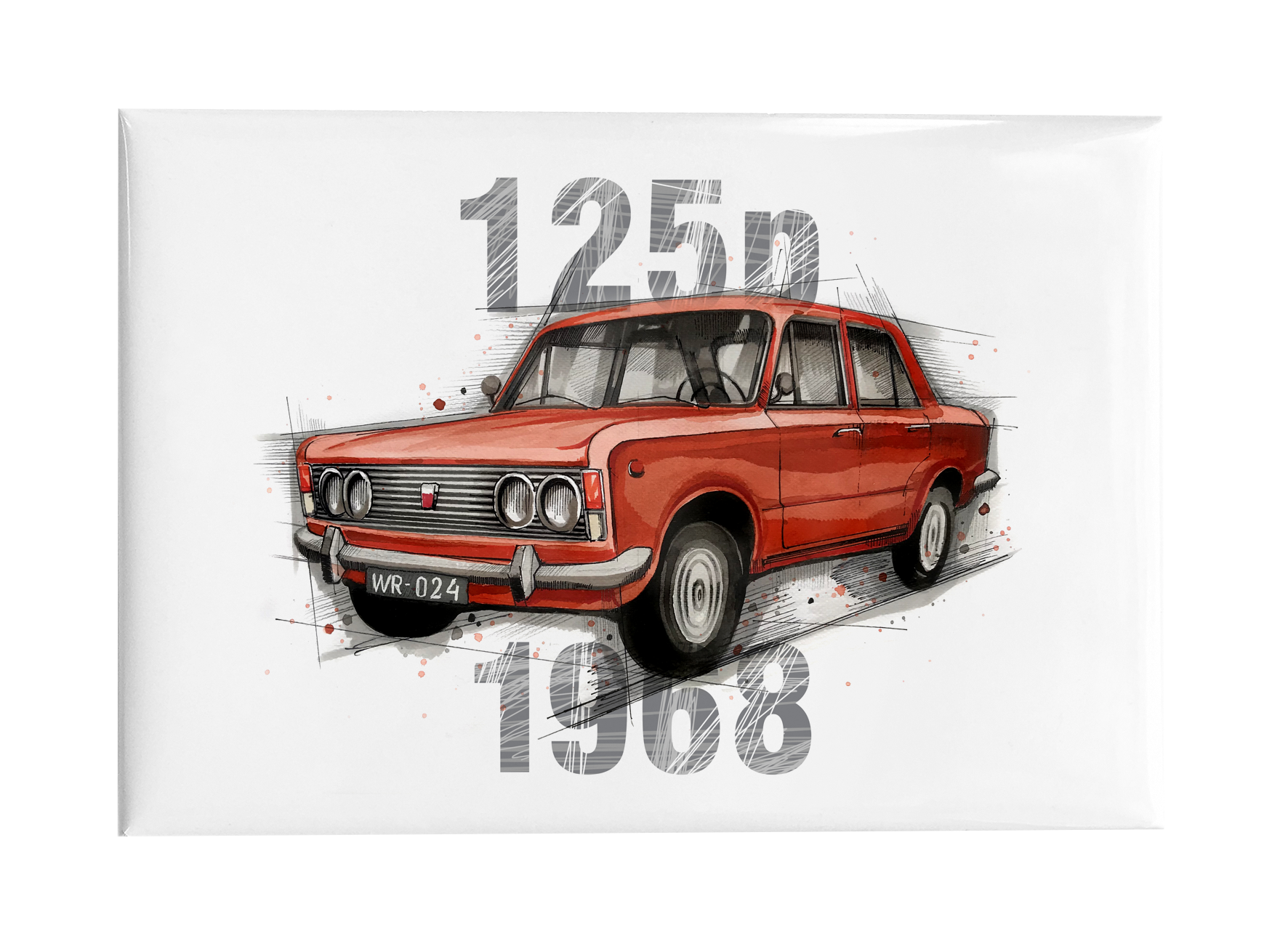 Fiat 125p — magnes (Kolor nadruku: czerwony; Rodzaj nadruku: Fiat 125p)