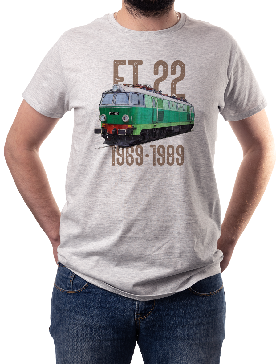 ET22 Byk — koszulka (Kolor koszulki: jasnoszary melanż; Rozmiar: M (męska); Rodzaj nadruku: ET22 Byk)