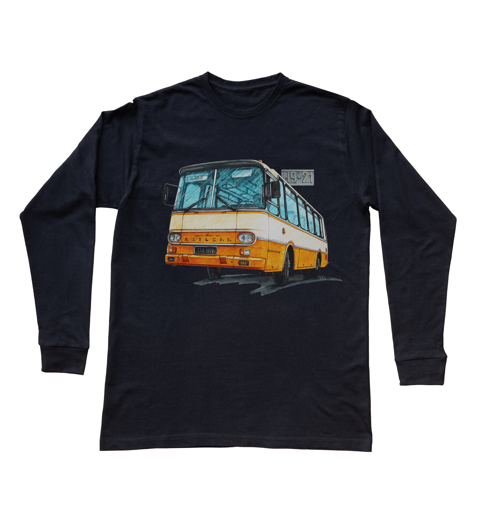 Autosan H9 — bluzka z długim rękawem (Rozmiar: XL (dorosła); Kolor koszulki: czarny; Rodzaj nadruku: Autosan H9)