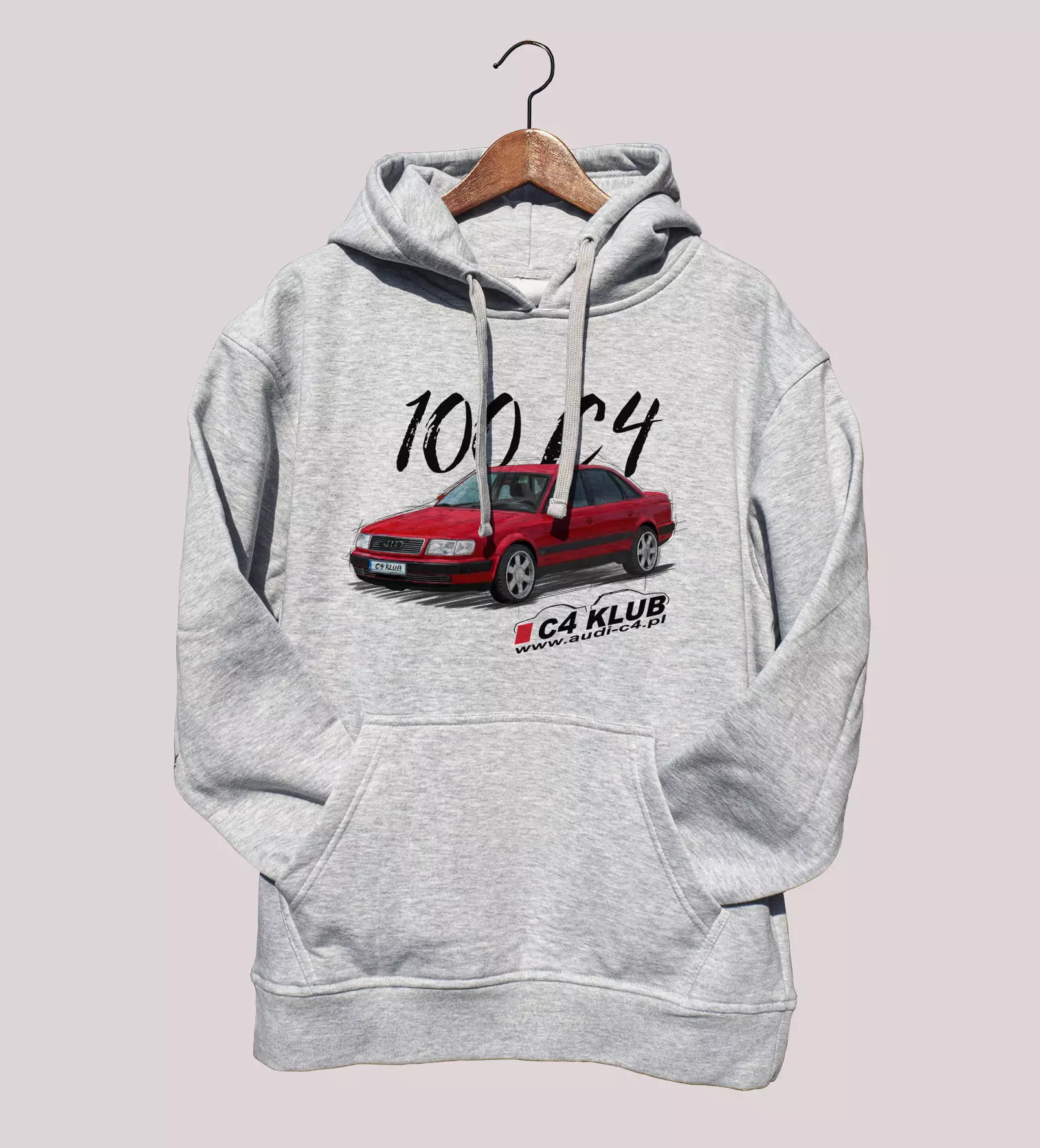 Audi C4 Zlot — bluza (Rozmiar: XS; Kolor bluzy: szary; Rodzaj nadruku: Audi C4)