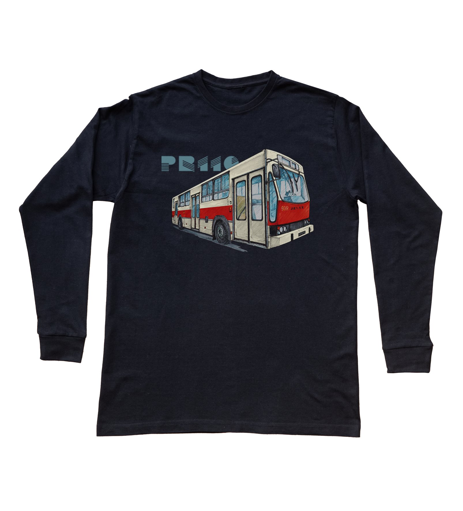 Jelcz PR110 — bluzka z długim rękawem (Rozmiar: XL (dorosła); Kolor koszulki: czarny; Rodzaj nadruku: Jelcz PR110)