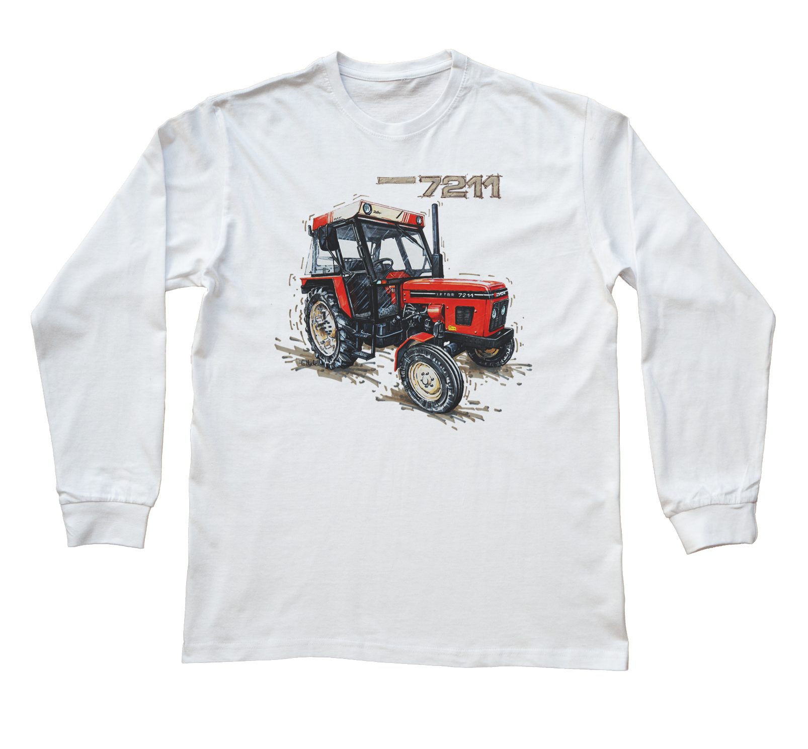 Zetor 7211 — bluzka z długim rękawem (Rozmiar: 9 - 11 lat; Kolor koszulki: biały; Rodzaj nadruku: Zetor 7211)