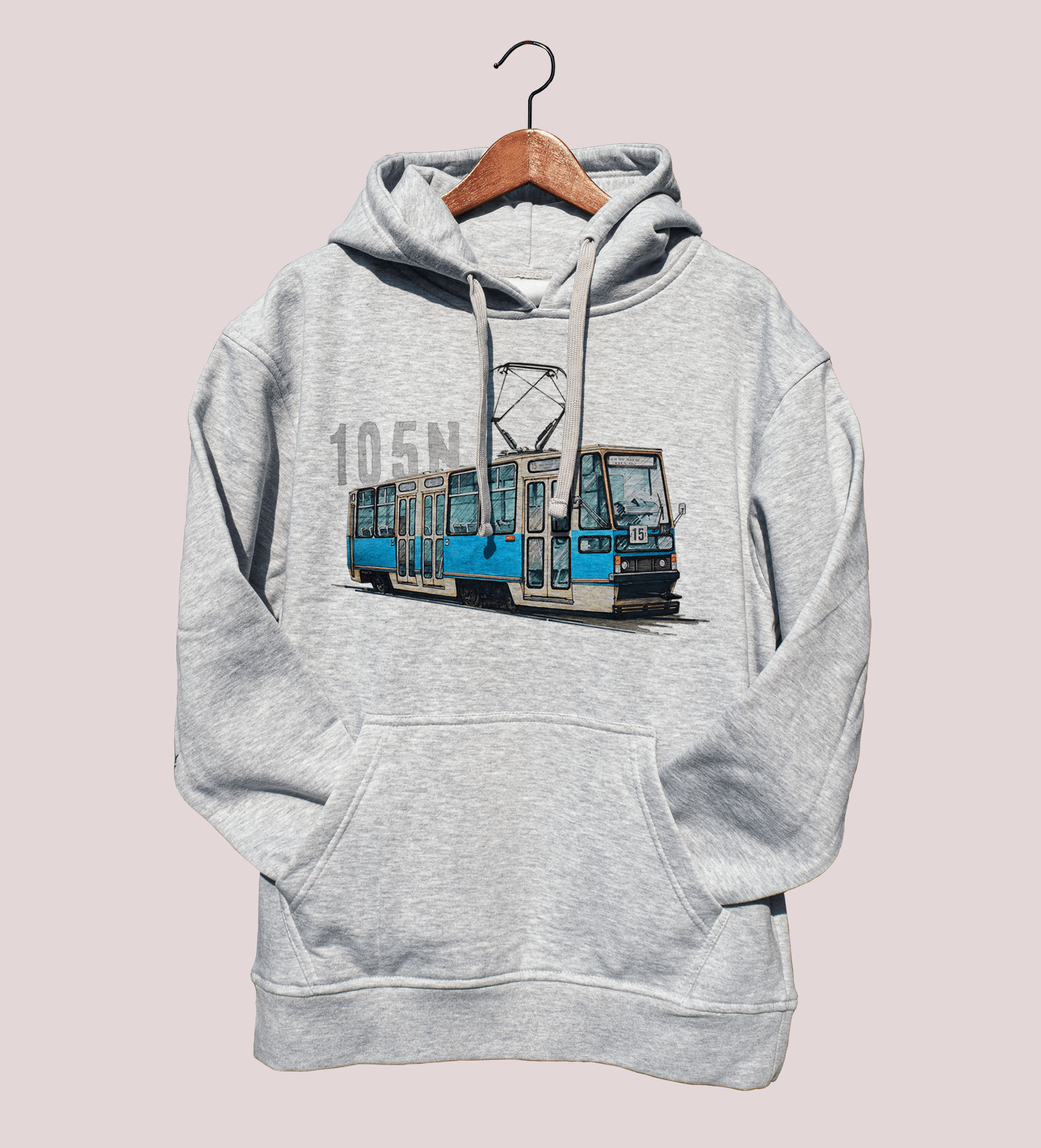 Konstal 105N — bluza (Rozmiar: M; Kolor bluzy: szary; Rodzaj nadruku: Konstal 105N)