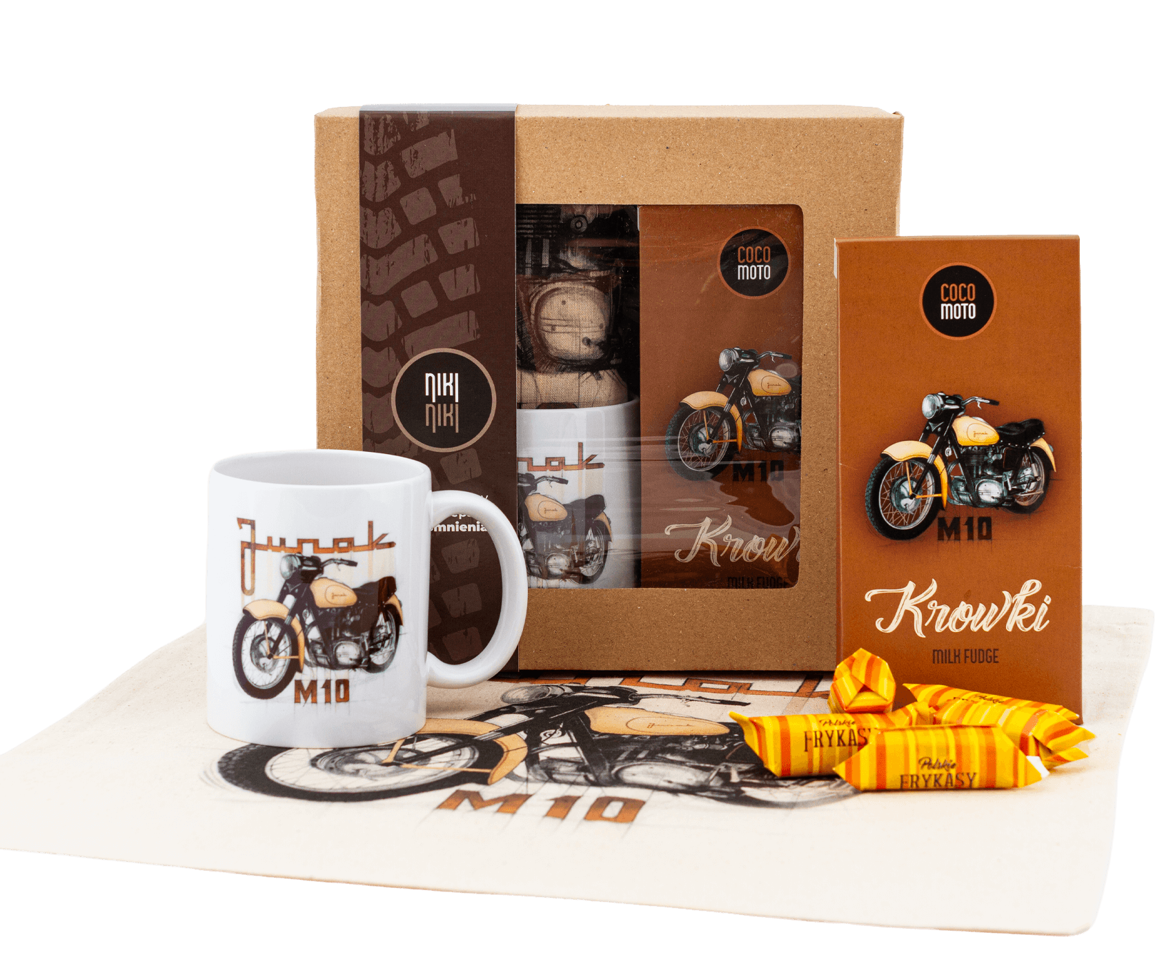 Junak M10 — paczka (Zawartość paczki: koszulka - torba - kubek - słodycze; Rozmiar koszulki / bluzy: 3XL (męska); Kolor koszulki / bluzy: biały; Rodza