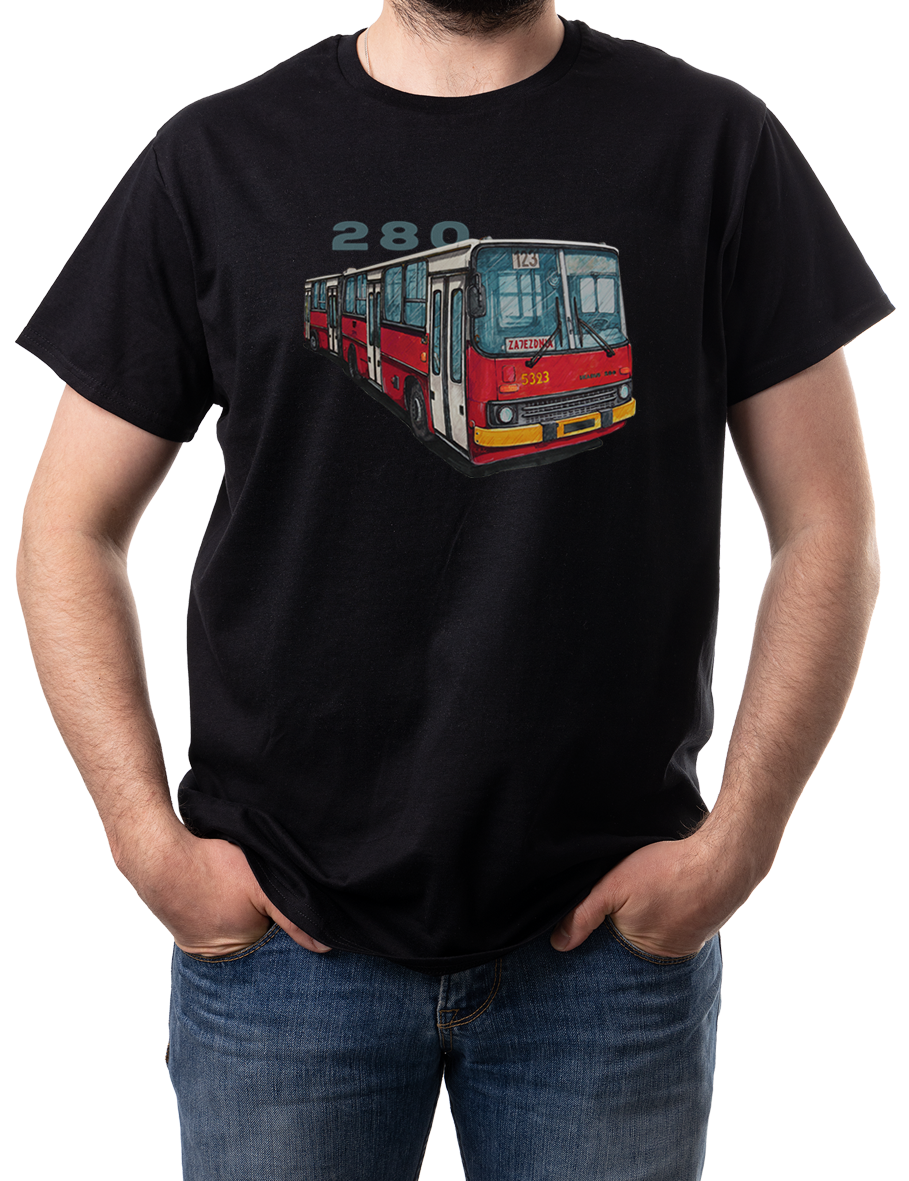 Ikarus 280 — koszulka (Kolor koszulki: czarny; Rozmiar: 3 - 4 lata; Rodzaj nadruku: Ikarus 280)