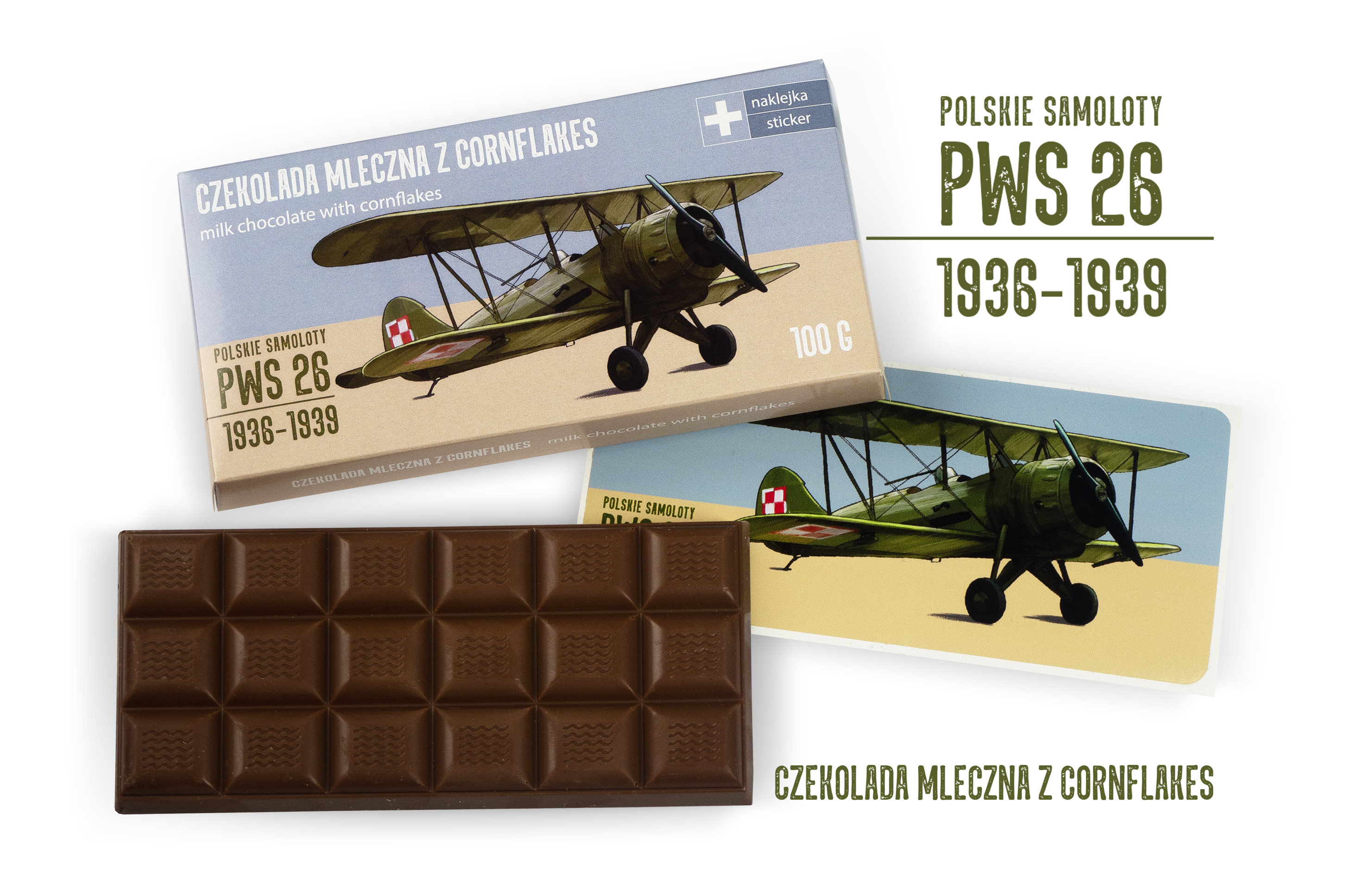 PWS-26 — czekolada mleczna z cornflakes z naklejką& CocoMoto