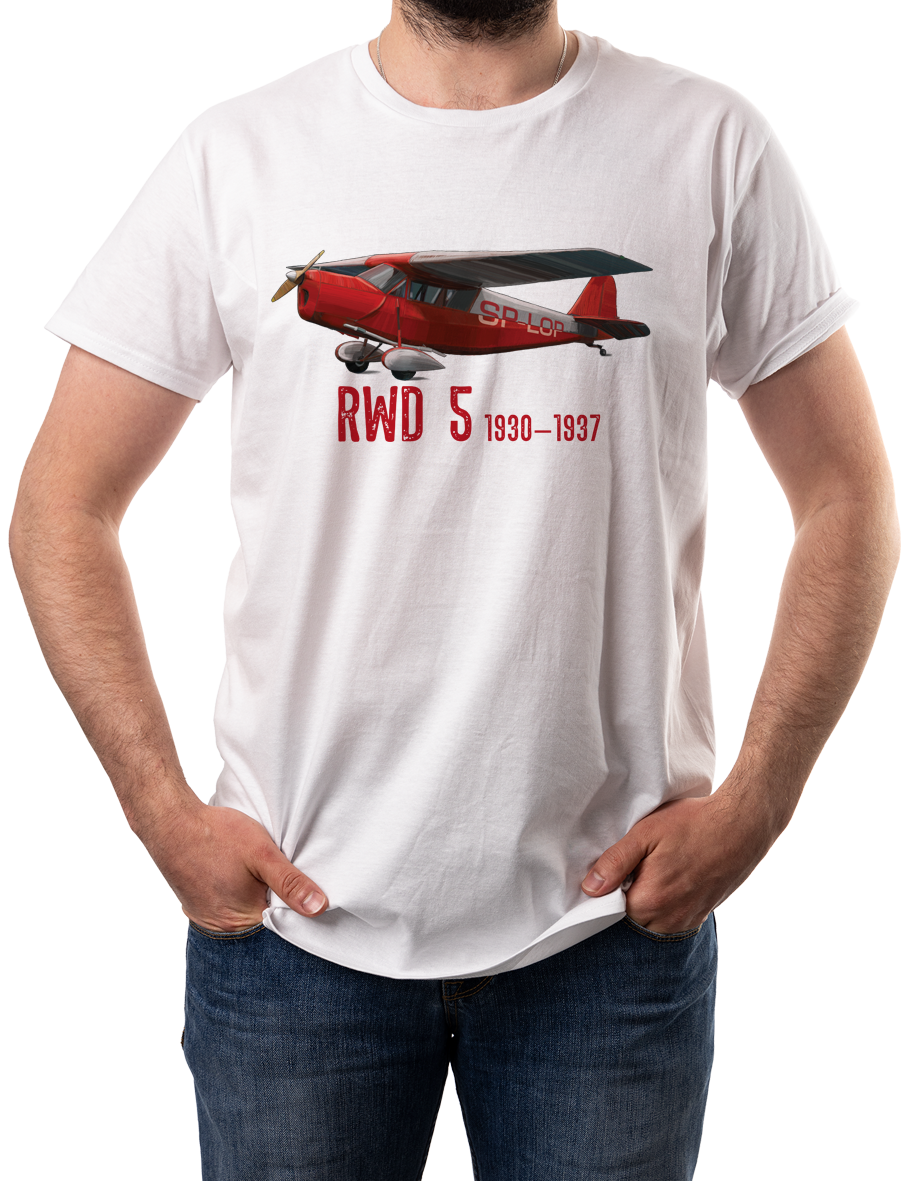 RWD-5 — koszulka (Kolor koszulki: biały; Rozmiar: XXL (męska); Rodzaj nadruku: RWD-5)