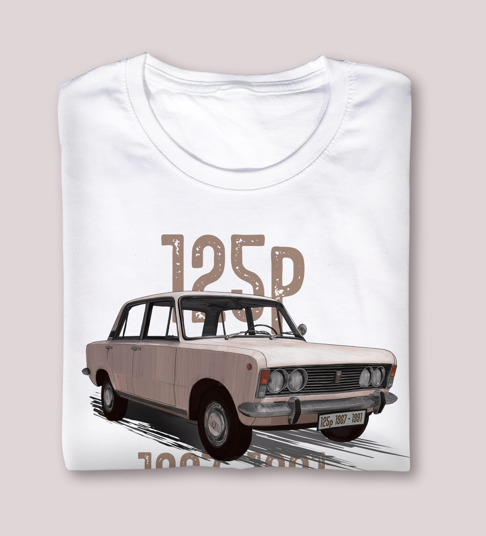 Duży Fiat — koszulka (Kolor koszulki: biały; Rozmiar: 9 - 11 lat; Rodzaj nadruku: Duży Fiat)