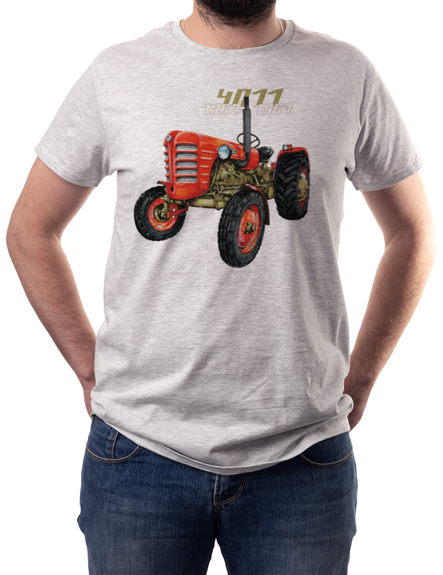 Zetor 4011 — koszulka (Kolor koszulki: jasnoszary melanż; Rozmiar: 3XL (męska); Rodzaj nadruku: Zetor 4011)