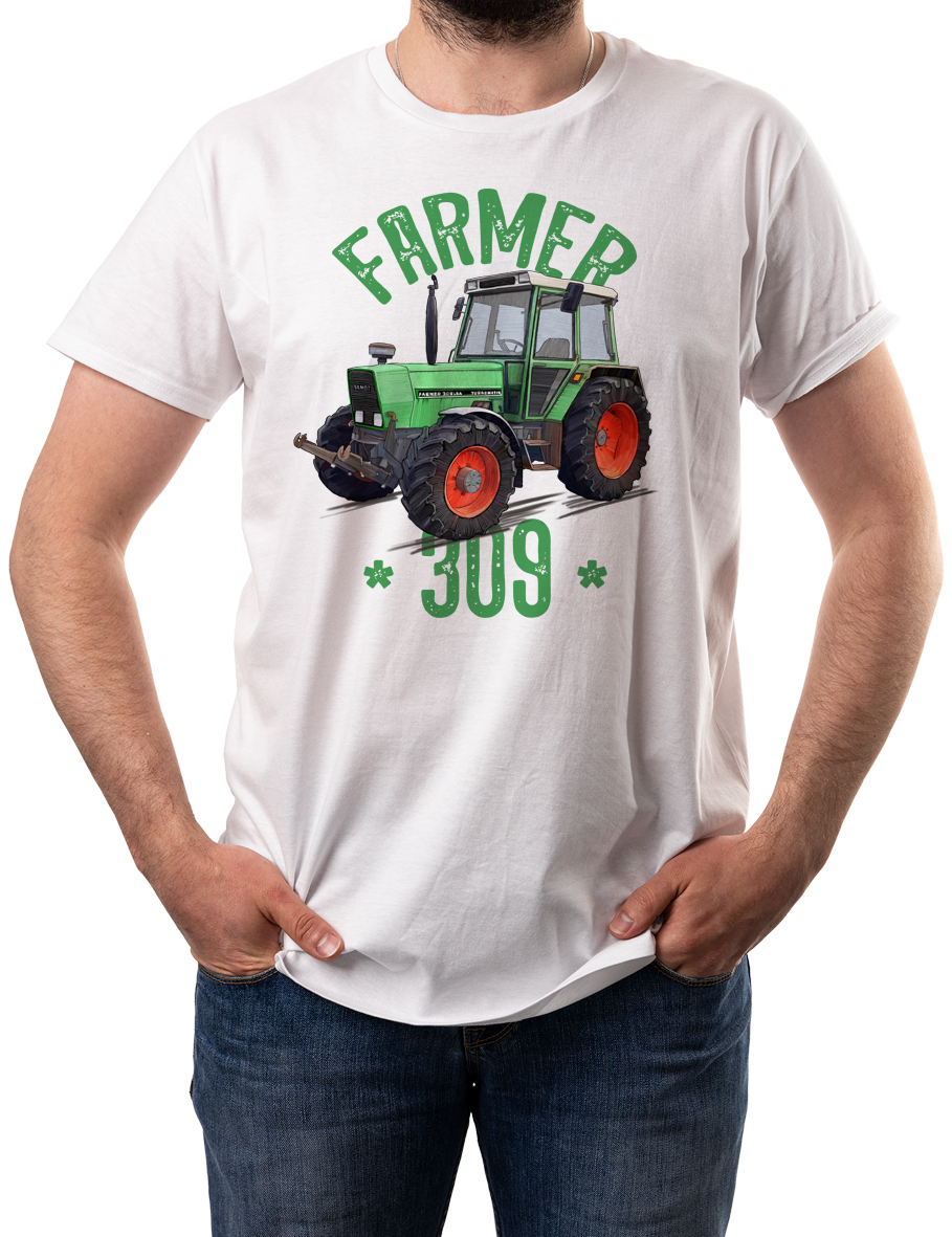 Fendt Farmer — koszulka (Kolor koszulki: biały; Rozmiar: M (męska); Rodzaj nadruku: Fendt Farmer 309)