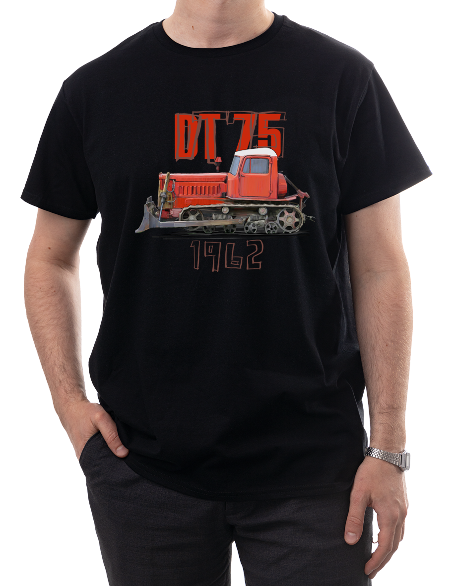 DT-75 — koszulka (Kolor koszulki: czarny; Rozmiar: XS (męska); Rodzaj nadruku: DT-75)