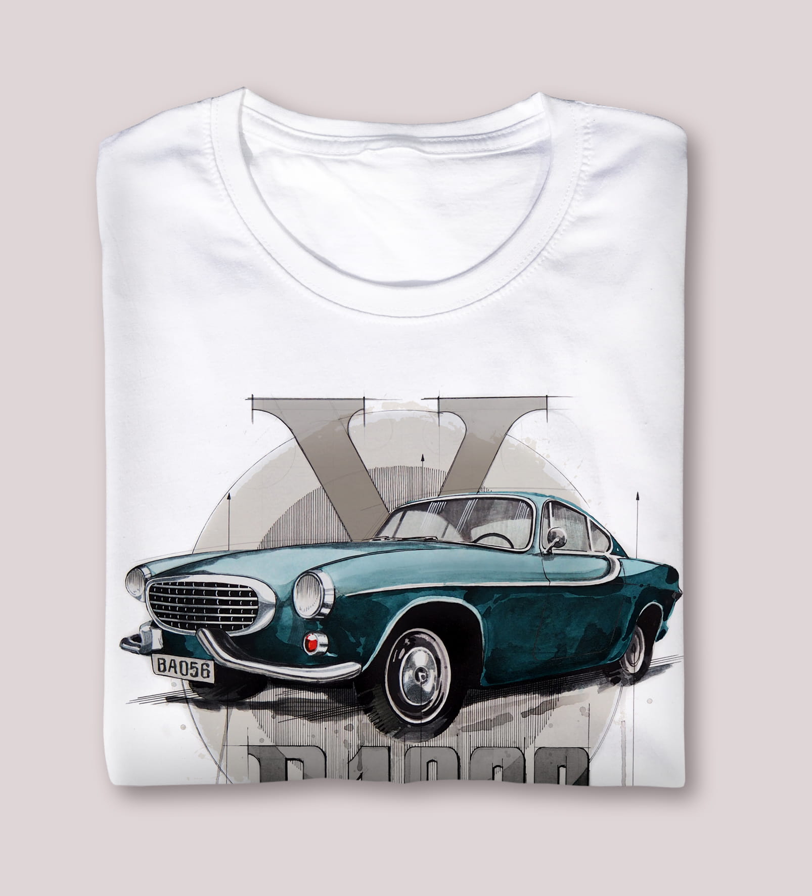 Volvo P1800 — koszulka (Kolor koszulki: biały; Rozmiar: XS (męska); Rodzaj nadruku: Volvo P1800)