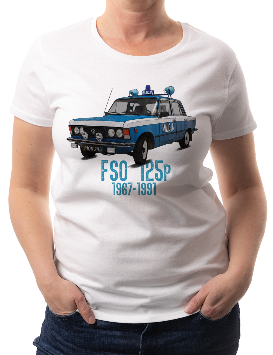 FSO 125p MO — koszulka (Kolor koszulki: biały; Rozmiar: S (damska); Rodzaj nadruku: FSO 125p MO — Milicja)