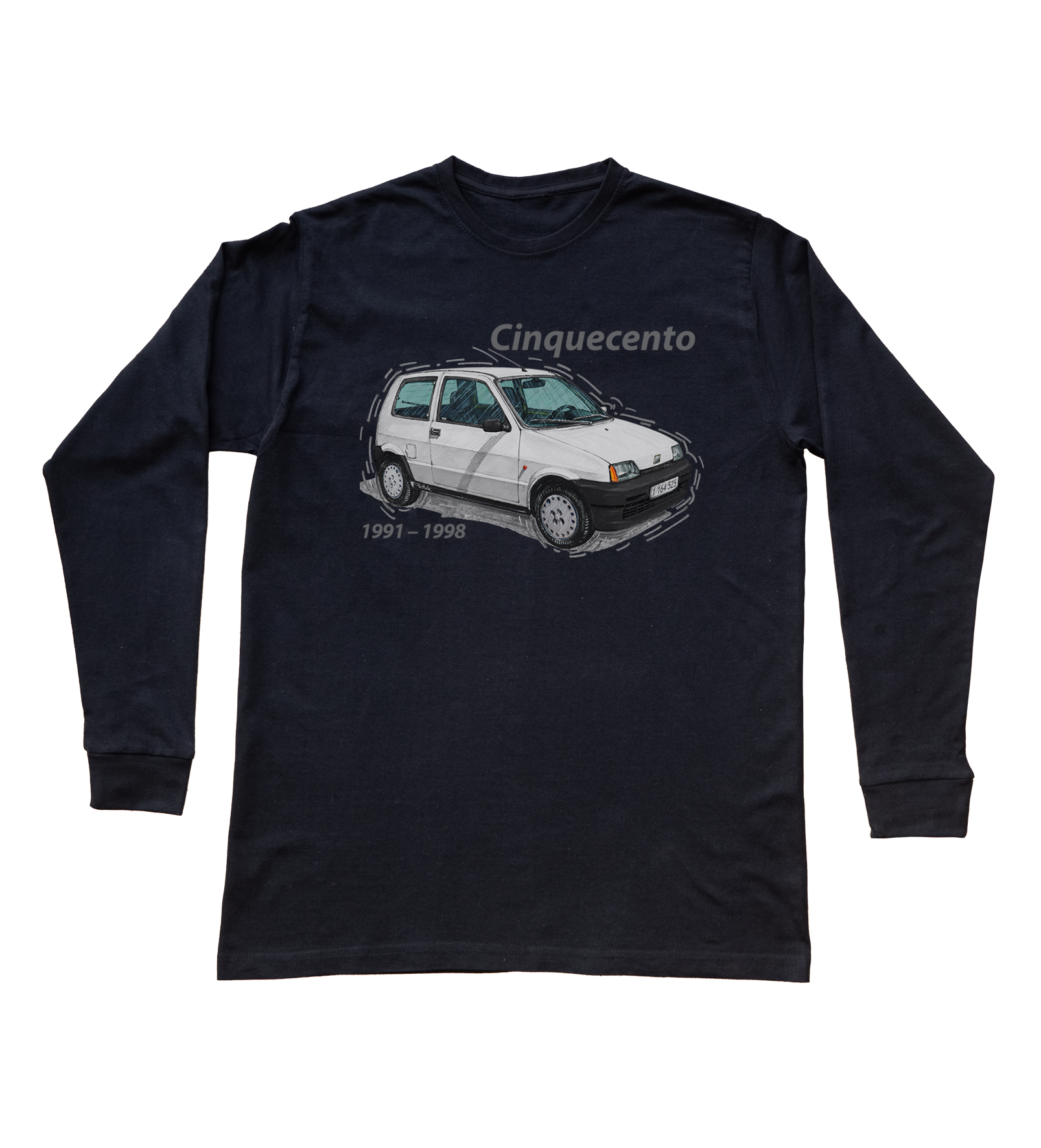 Cinquecento — bluzka z długim rękawem (Rozmiar: S (dorosła); Kolor koszulki: czarny; Rodzaj nadruku: Cinquecento)