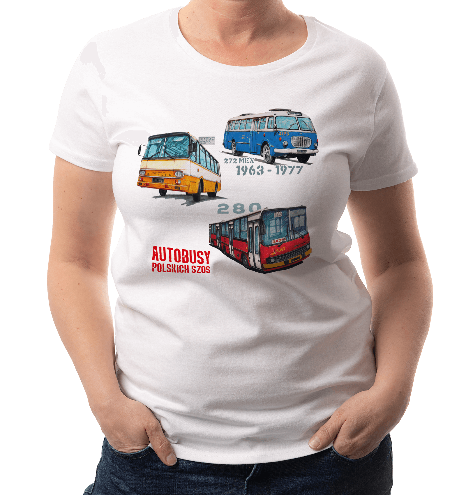 Koszulka dla kierowcy autobusu (Kolor koszulki: biały; Rozmiar: L (damska); Rodzaj nadruku: BUSMIX)