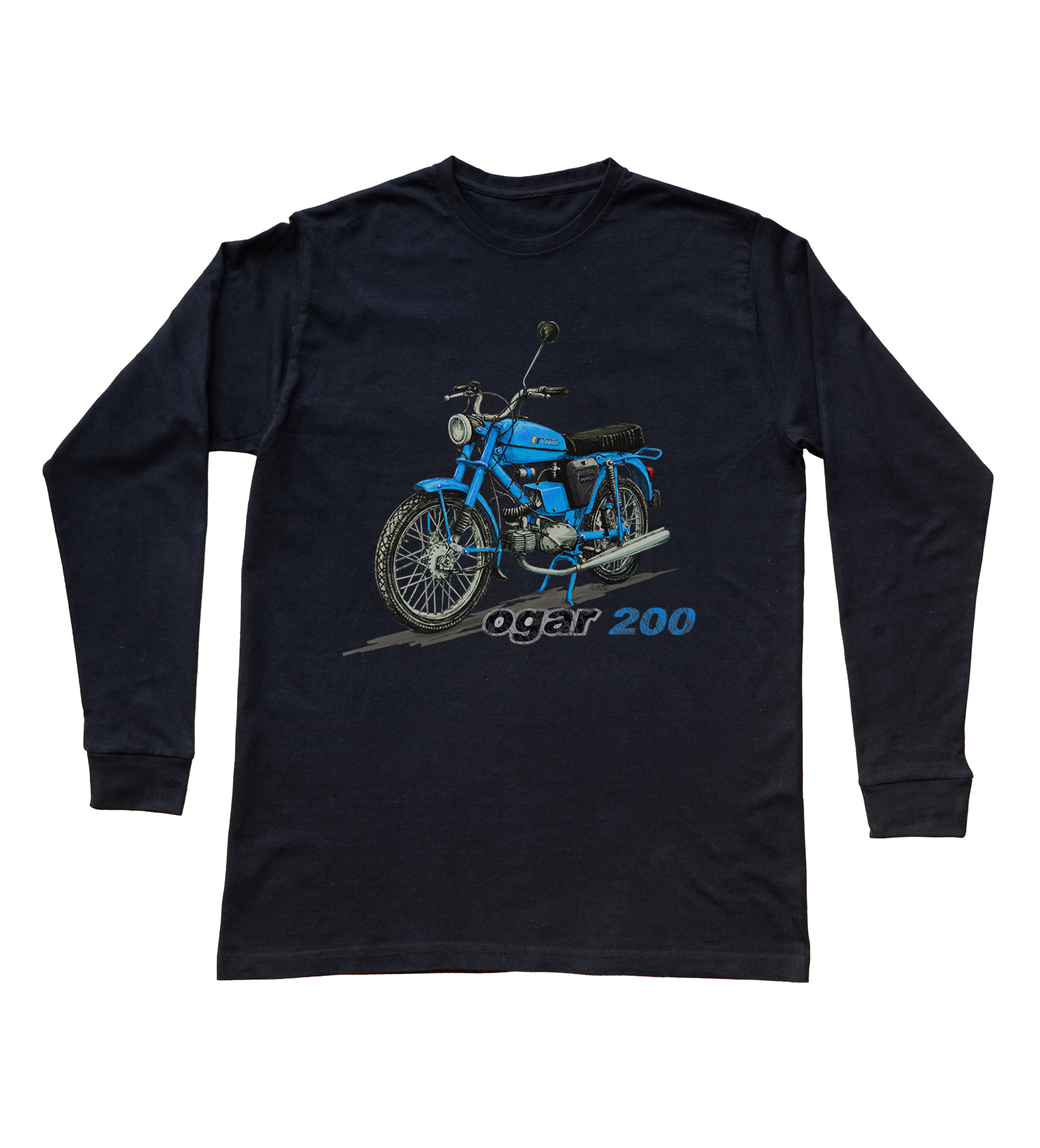 Ogar — bluzka z długim rękawem (Rozmiar: 7 - 8 lat; Kolor koszulki: czarny; Rodzaj nadruku: Romet Ogar 200)